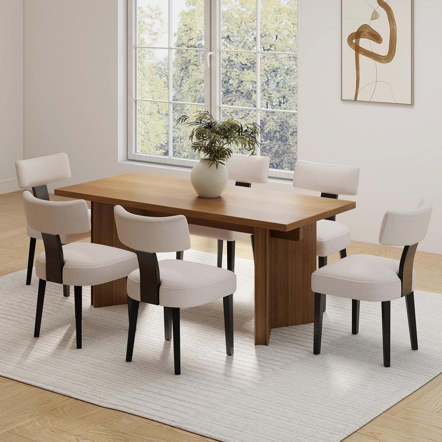 Mid Century Upholstered Side Chairs Farmhouse Dining Chairs With Wood Legs