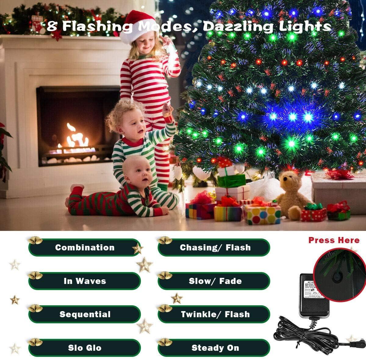 7ft Multi-Color Fiber Optic Prelit Christmas Tree with Metal Stand