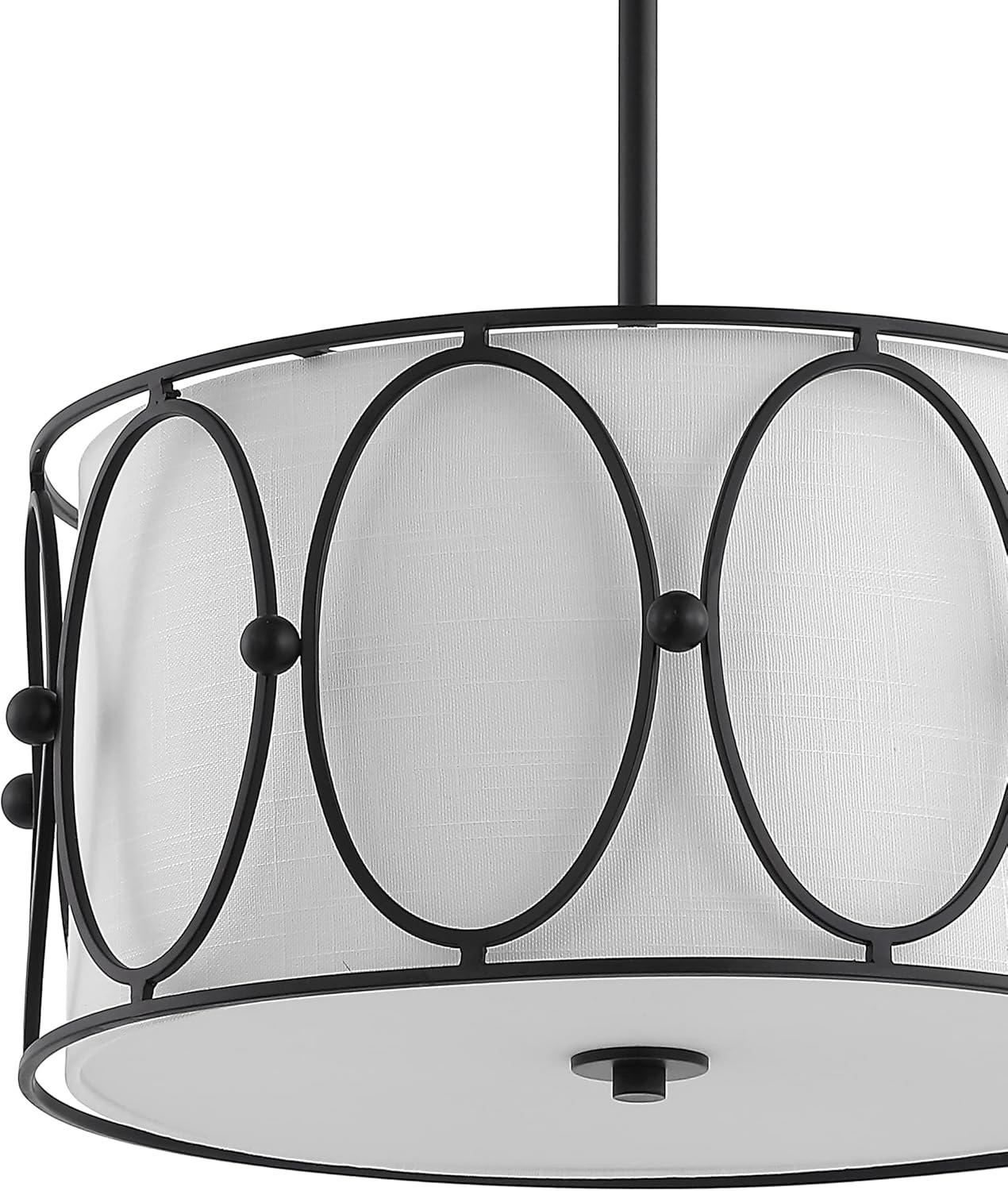 Violetta Coastal-Transitional 19" LED Drum Pendant in Oil-Rubbed Bronze with White Shade