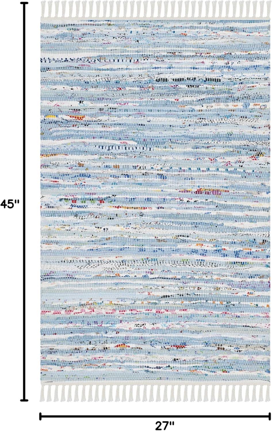 Rag Rug RAR125 Hand Woven Indoor Accent Rug - Light Blue/Multi - 2'3"x3'9" - Safavieh.