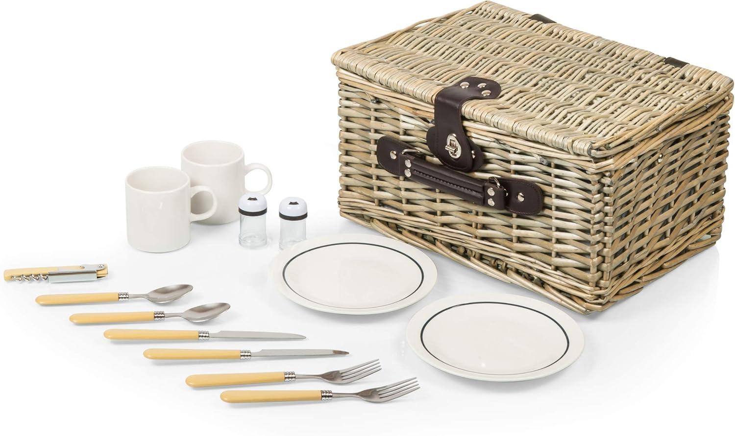 Picnic Time Catalina Wicker Picnic Basket with Picnic