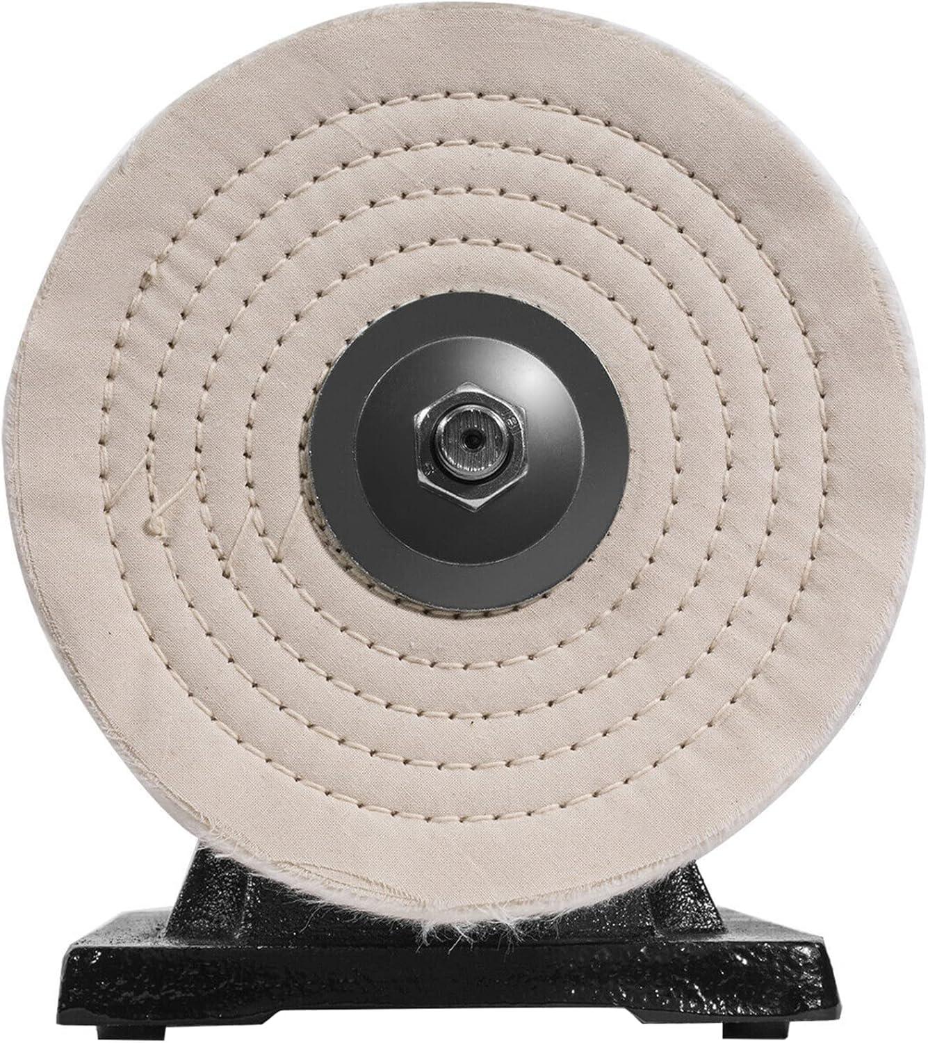 VEVOR Bench Buffer Polisher, 1/2HP Polishing Buffing Machine, 0 to 8000RPM Benchtop Polisher Grinder with 4" Cloth Wheel, 3" Grinding Wheel & 3" Fiber Wheel for Metal, Jewelry, Wood and Plastic