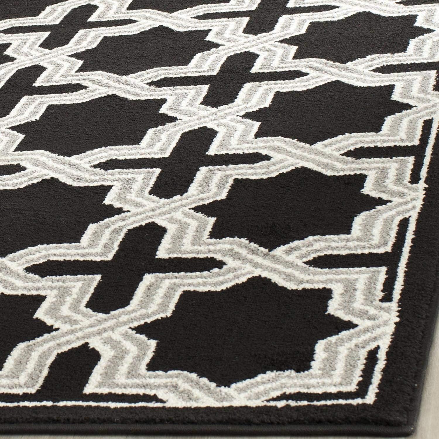 Anthracite & Grey Geometric 4' x 6' Easy-Care Area Rug