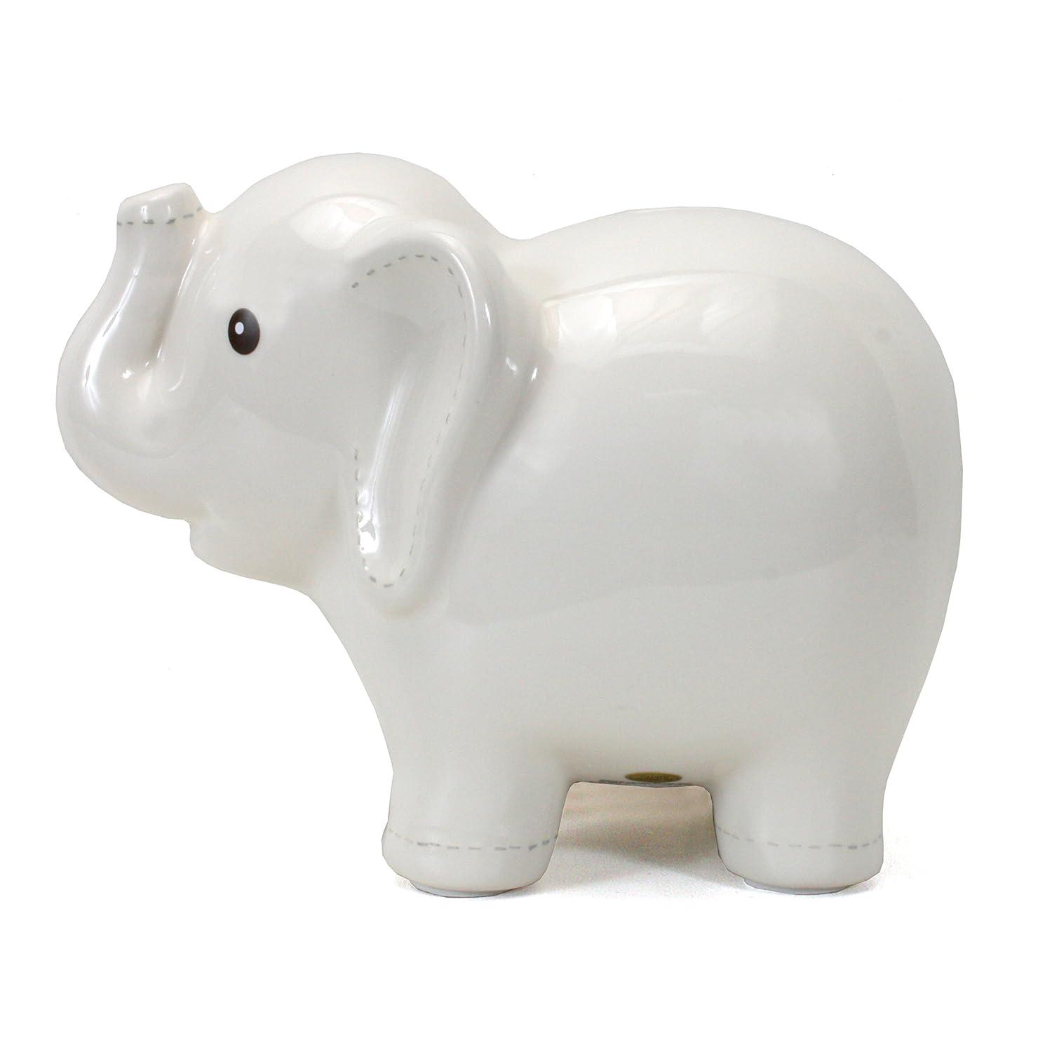 Child to Cherish Large Stitched Elephant Bank, White