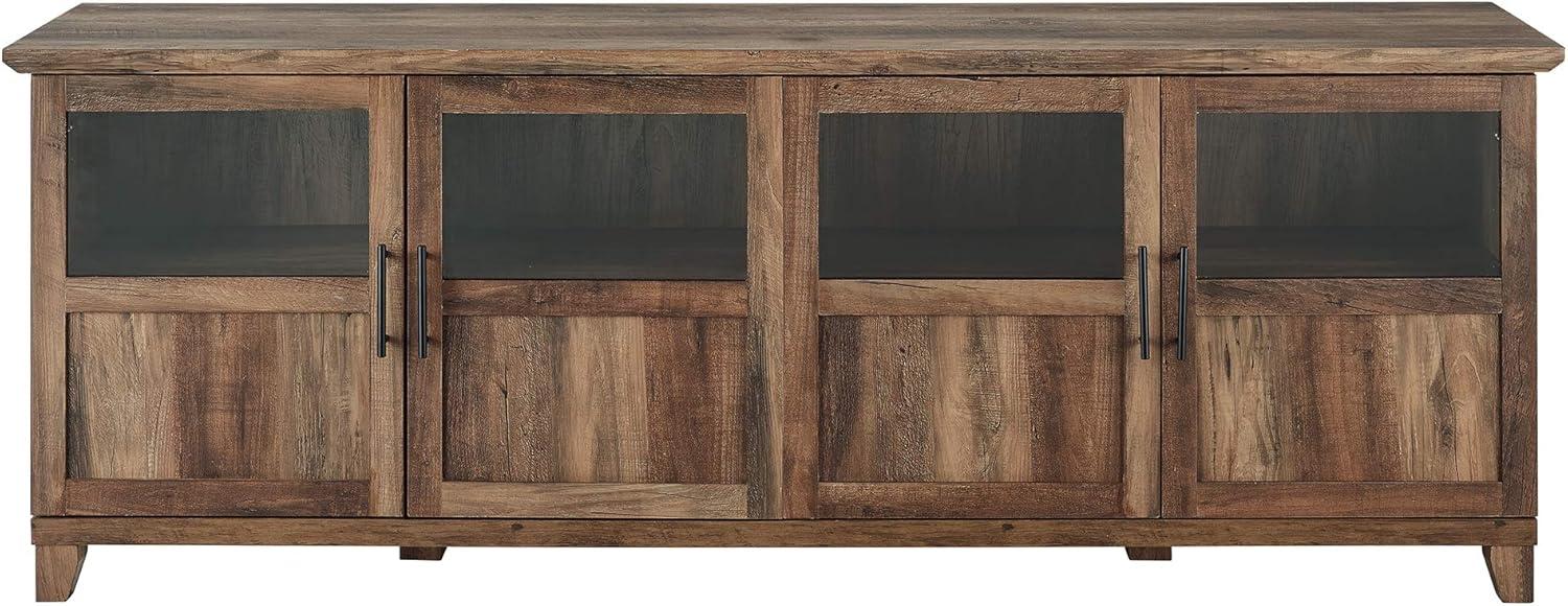 Dark Walnut 70-Inch TV Stand with Glass Doors and Cabinets