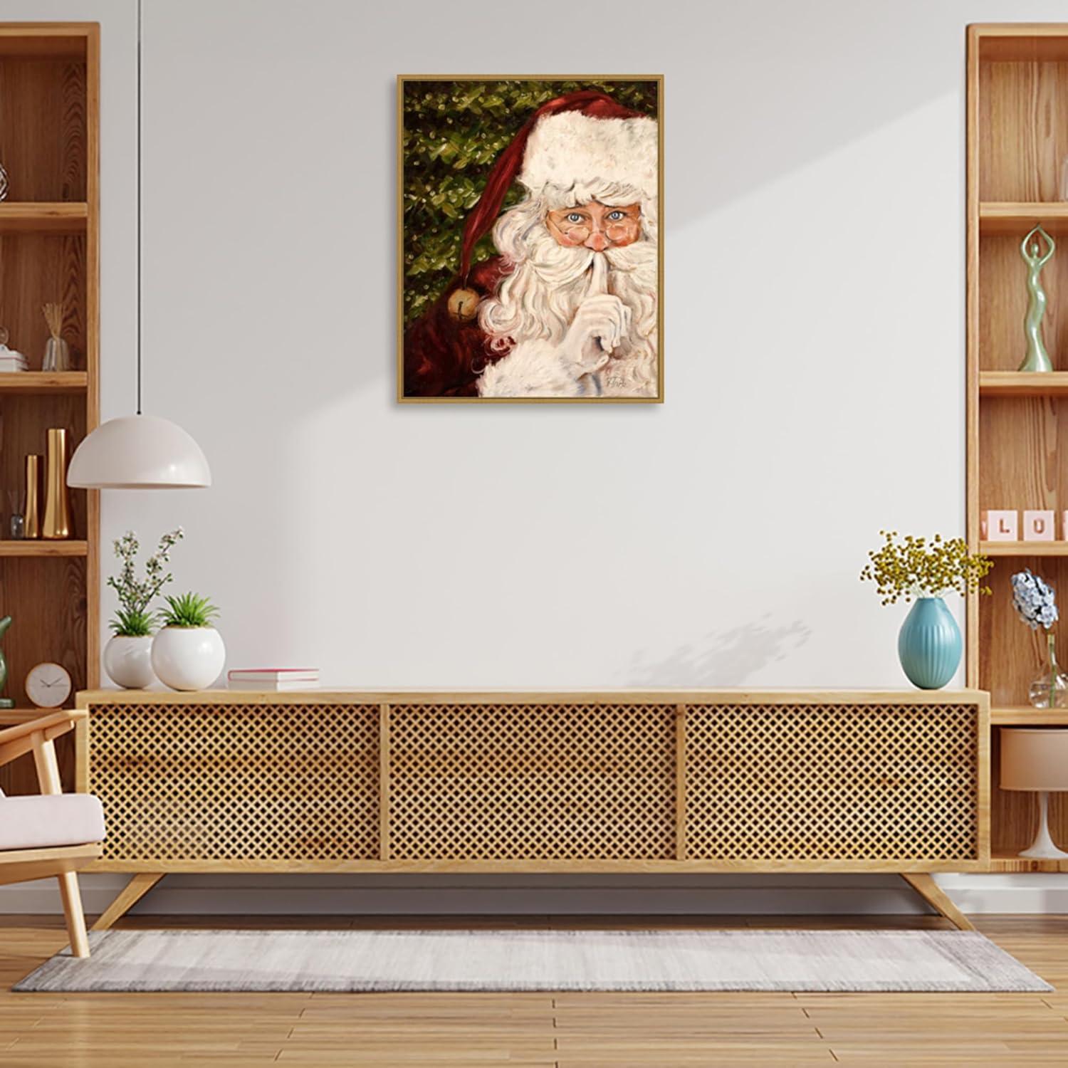 Classic Christmas Santa Impressionist Canvas Print