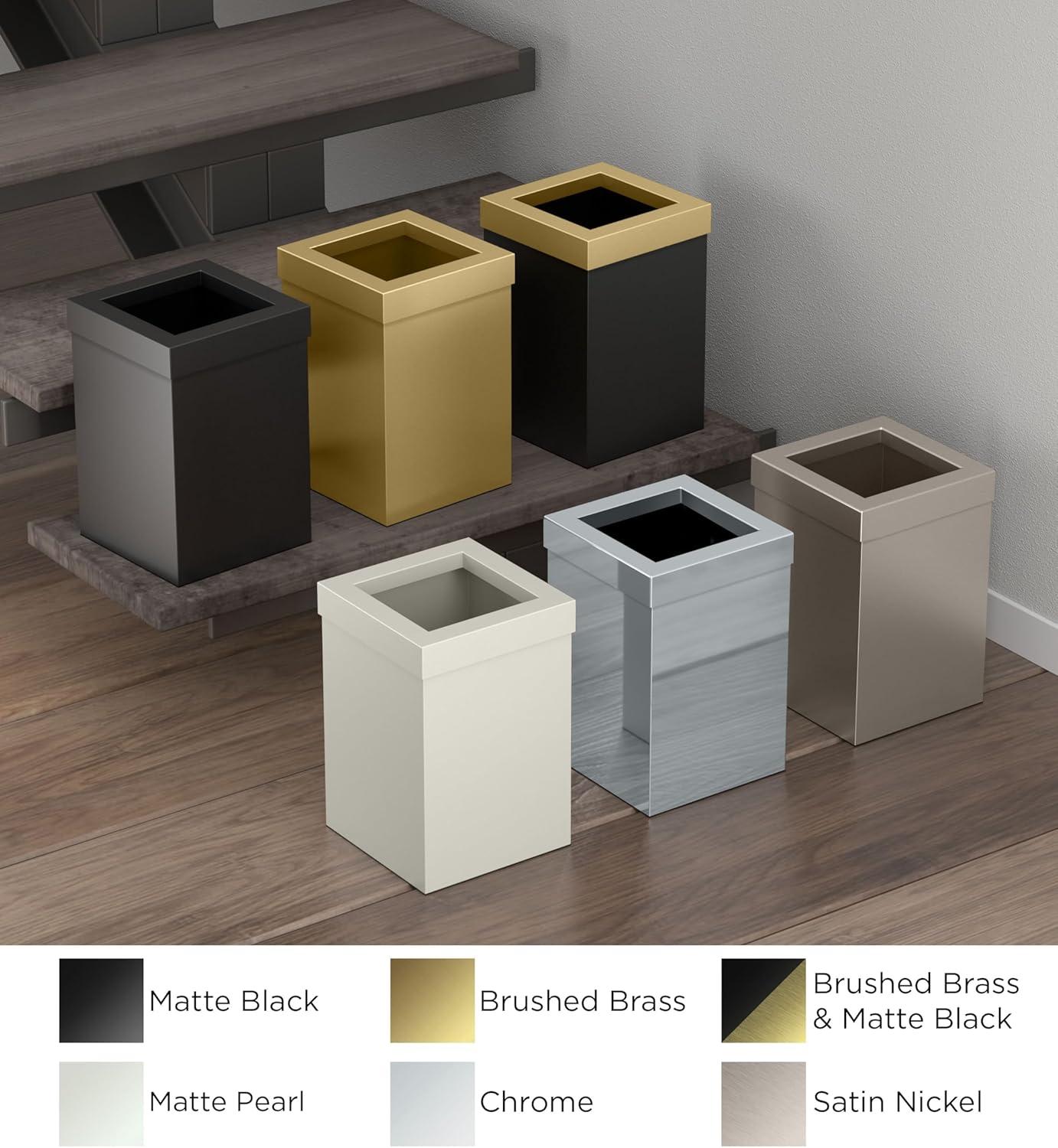 Elevate Stainless Steel 3-Gallon Wastebasket with Open Removable Lid |SquareOpen Top Trash Can with Padded Base