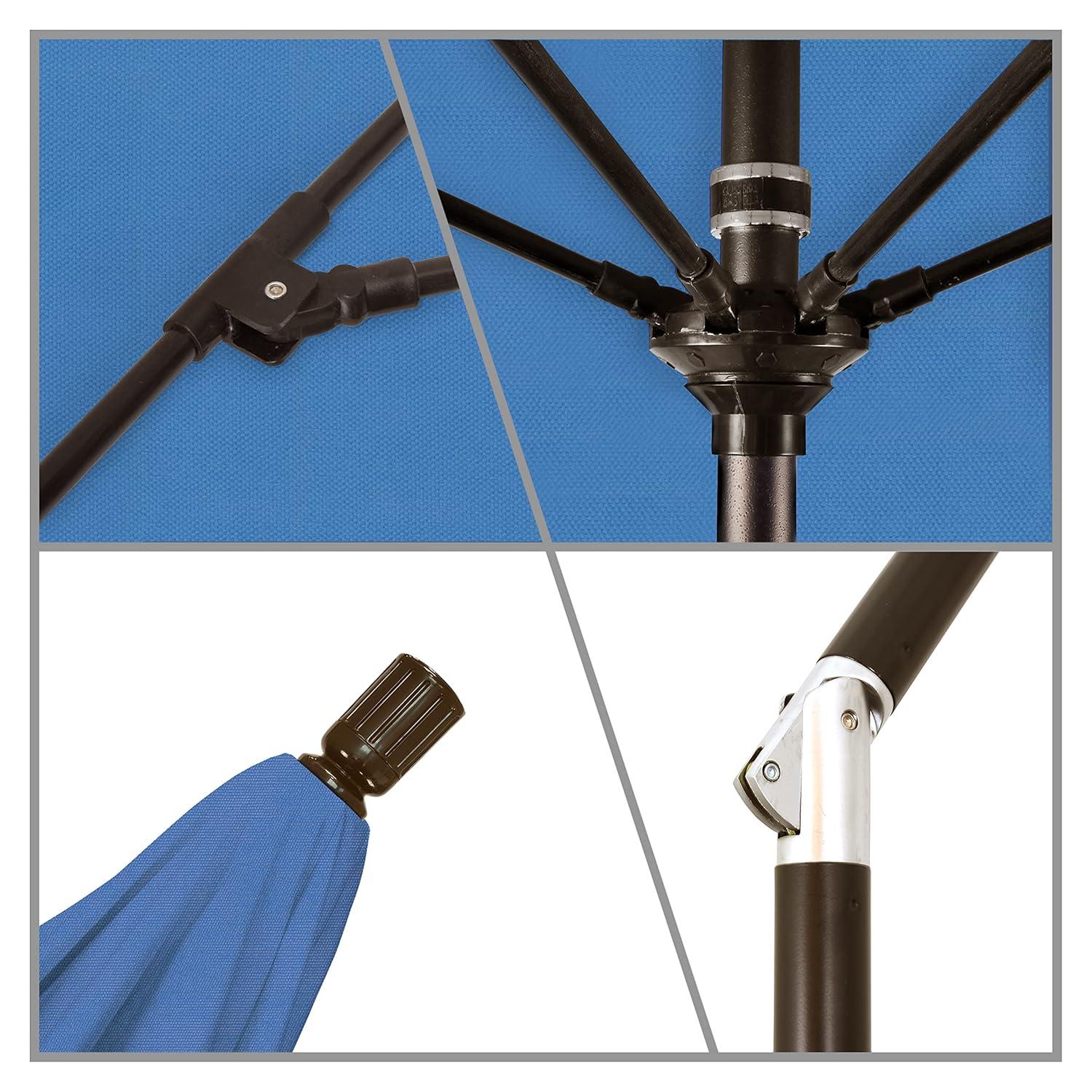 11 ft. Fiberglass Collar Tilt Double Vented Patio Umbrella in Frost Blue Olefin