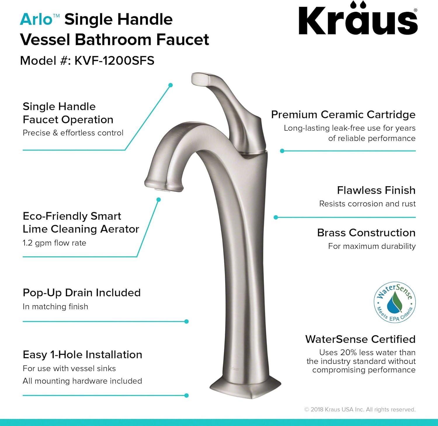 Arlo Vessel Sink Bathroom Faucet with Drain Assembly