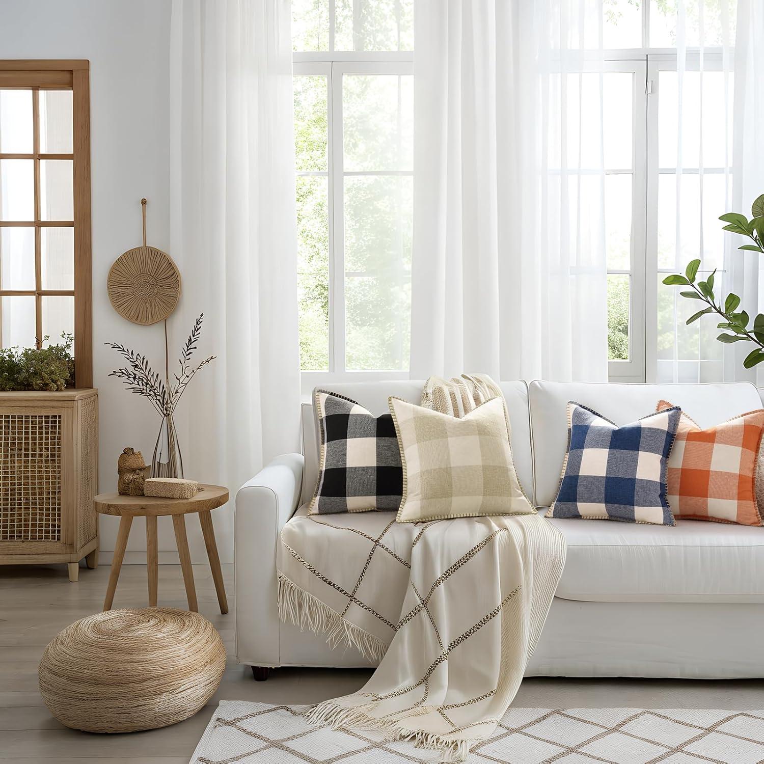 CARRIE HOME Buffalo Plaid Pillow Covers 18x18 Set of 2 Black and White Outdoor Throw Pillows Black Buffalo Check Pillow Covers Farmhouse Decor for Couch Sofa and Bed