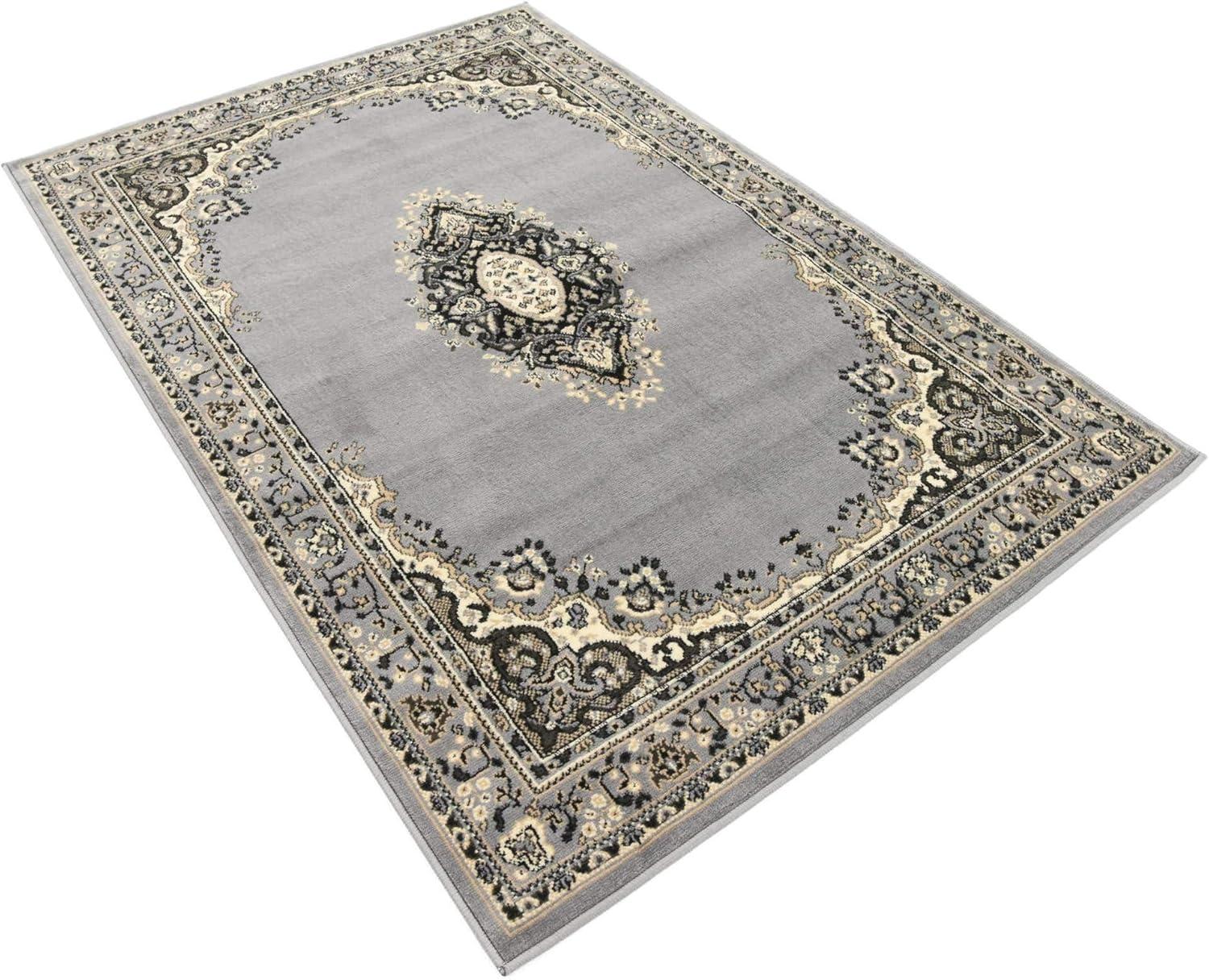 Amaya Gray Medallion 4' x 6' Easy-Care Synthetic Rug