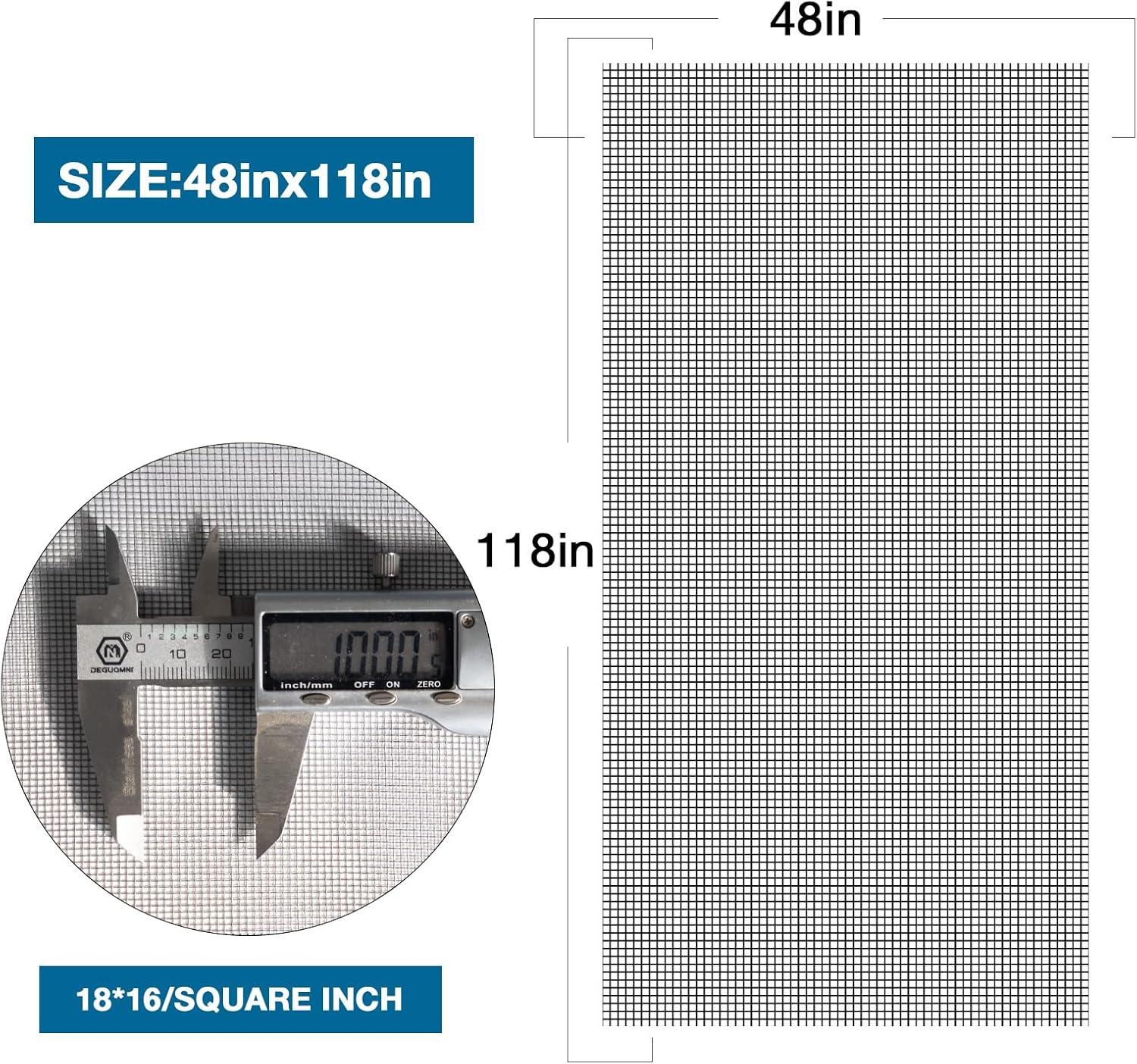 Window And Screen Door Replacement, 48" X 115" Durable Fiberglass Screen Grid - Patio And Window Screen And Sliding Screen Door Repair