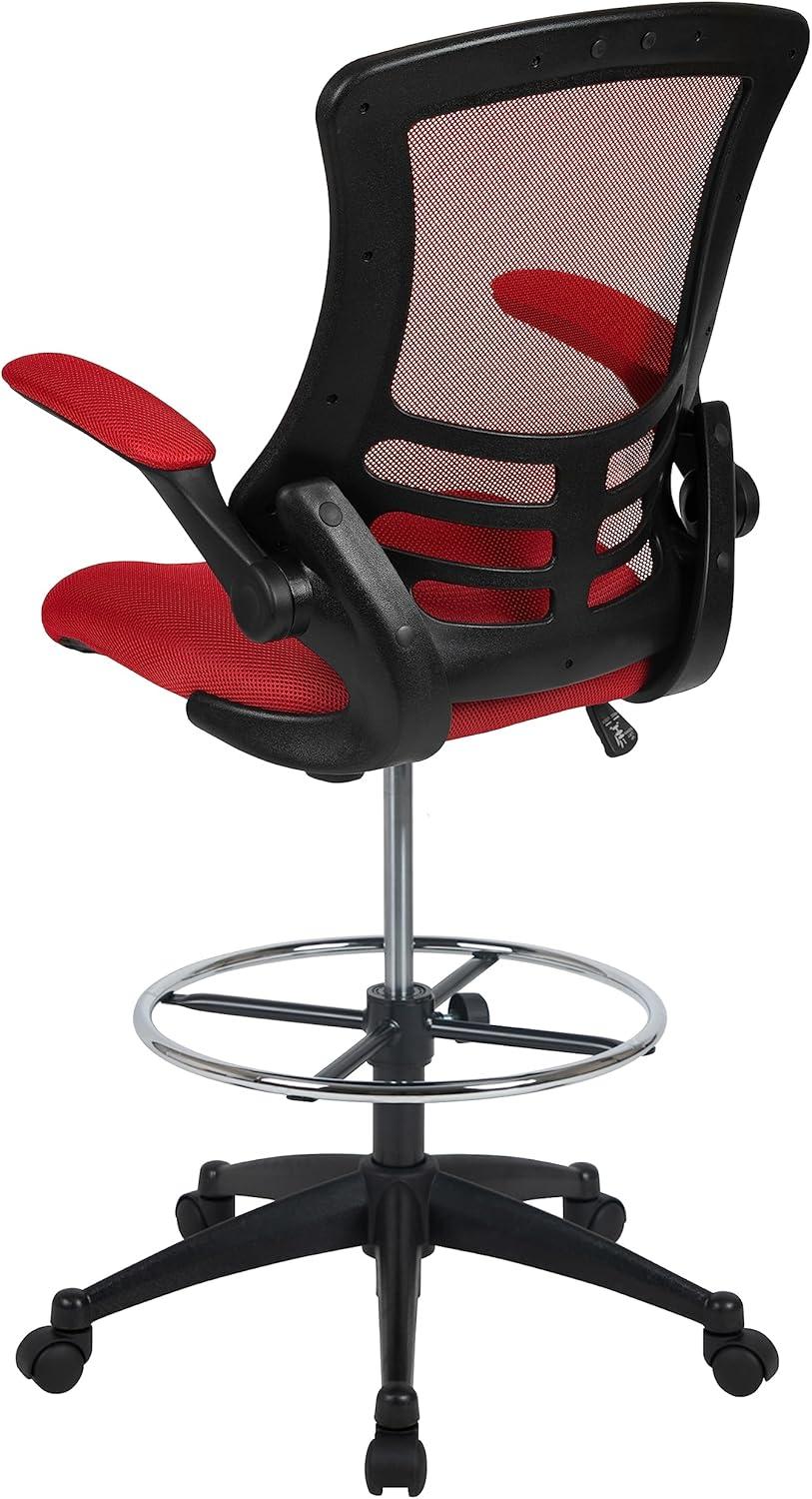 Flash Furniture Mid-Back Mesh Ergonomic Drafting Chair with Adjustable Foot Ring and Flip-Up Arms