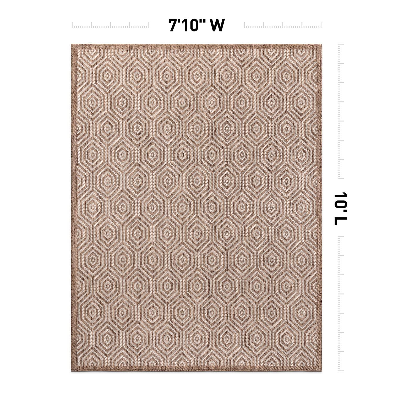 World Rug Gallery Modern Geometric Textured Flat Weave Indoor/Outdoor Area Rug - BROWN 7'10"X10'