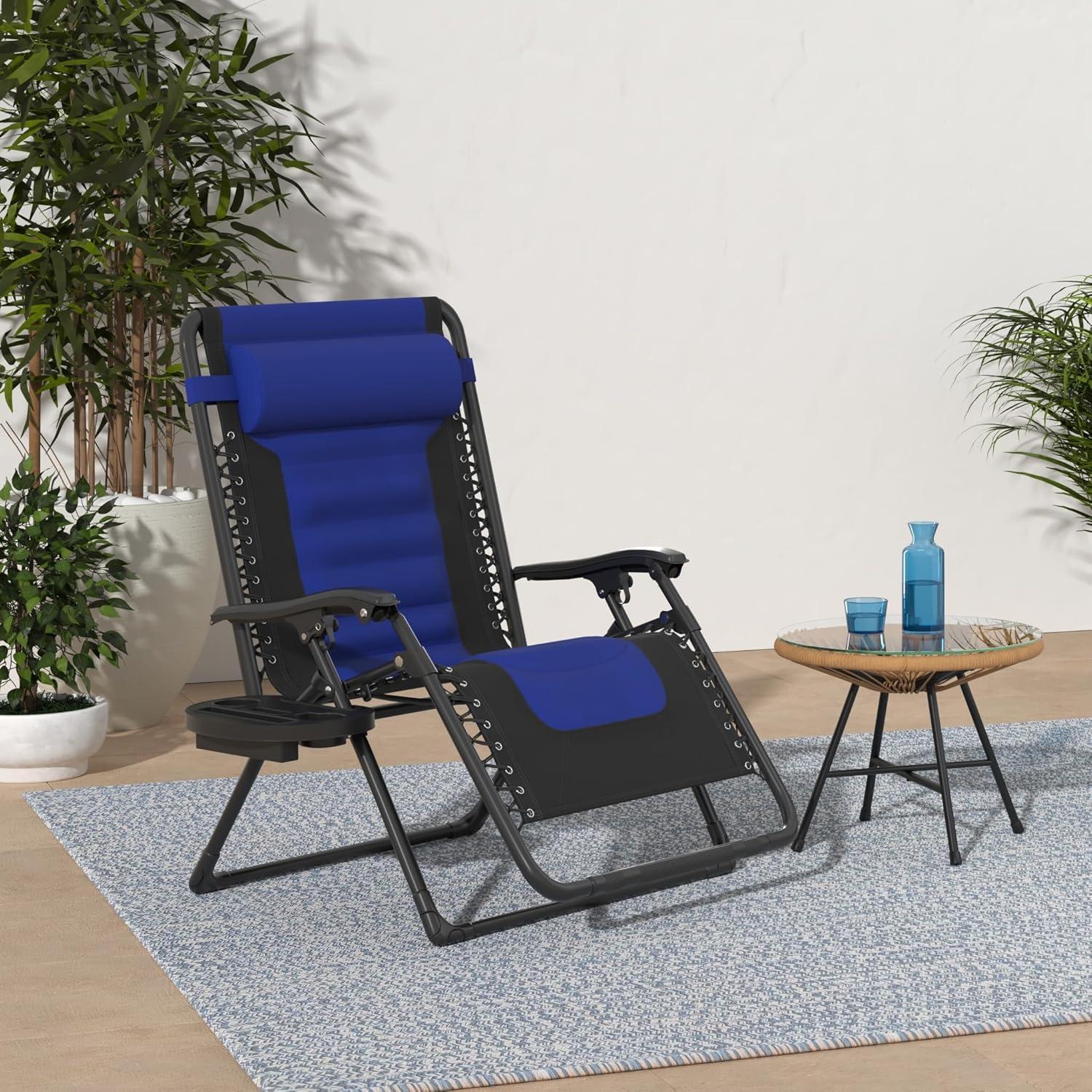 Best Choice Products Oversized Padded Zero Gravity Chair, Folding Outdoor Patio Recliner w/ Side Tray