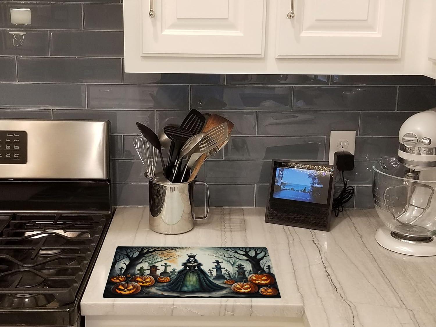 Caroline's Treasures Evil Queen Spooky Halloween Glass Cutting Board Large