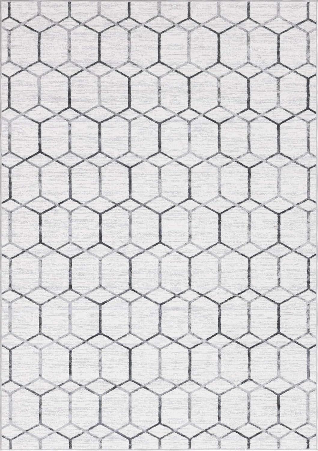 Unique Loom Matrix Trellis Collection Area Rug - Tile (7' x 10' Rectangle White/Gray)