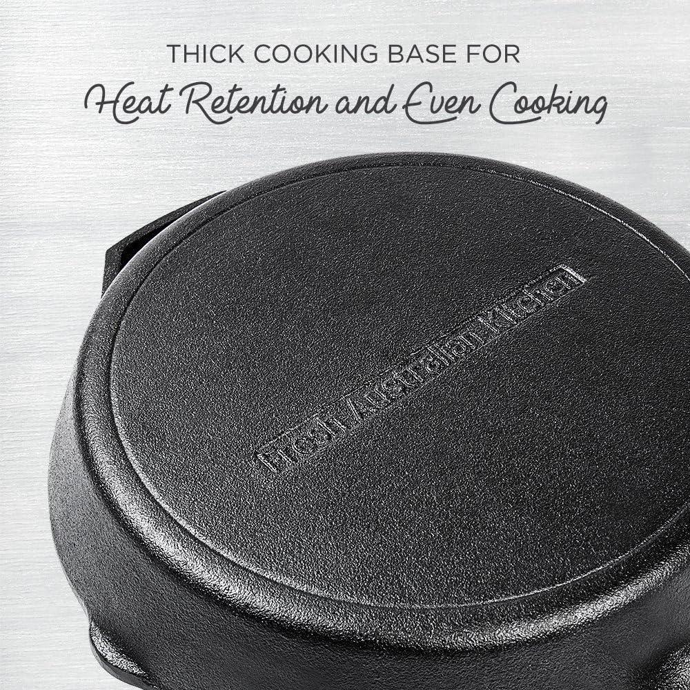 Fresh Australian Kitchen 12" Cast Iron Skillets Nonstick - Pre Seasoned Frying Pan Cookware Pan for Cooking