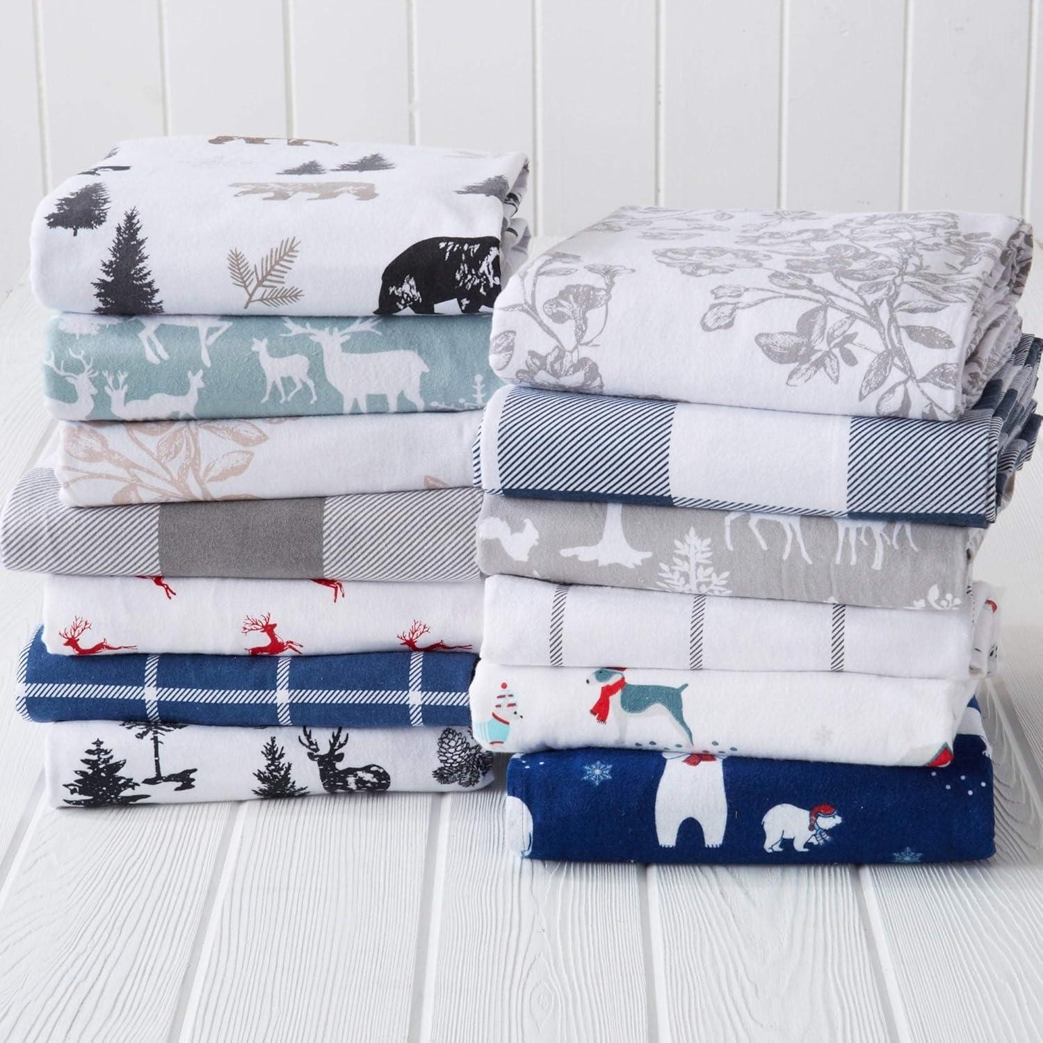 100% Cotton Printed Flannel Sheet Set - Great Bay Home