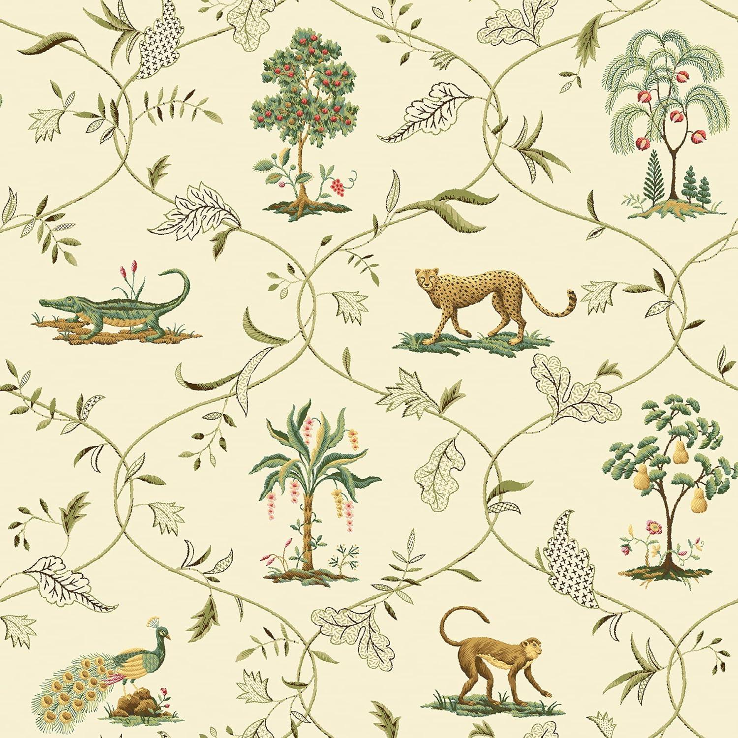 Willow Multicolor Vinyl Self-Adhesive Wallpaper with Animal and Tree Design