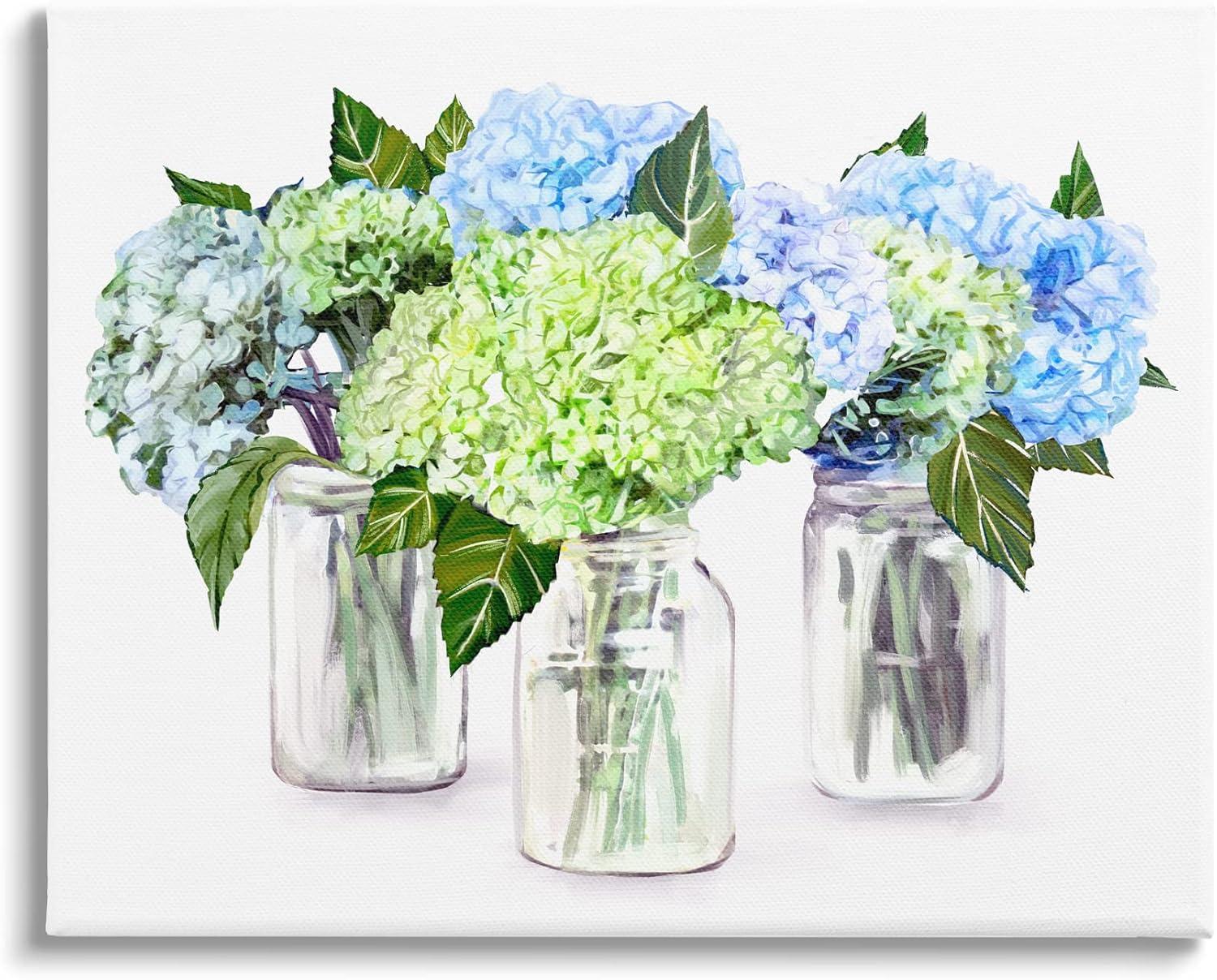 Varied Floral Hydrangea Jars Canvas Wall Art, 20 x 16