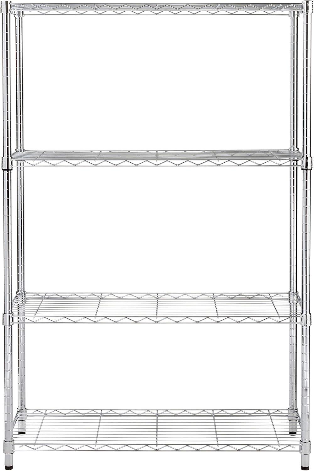 Honey Can Do 4-Tier Heavy-Duty Adjustable Shelving Unit With 250-Lb Weight Capacity, Chrome, Basement/Garage
