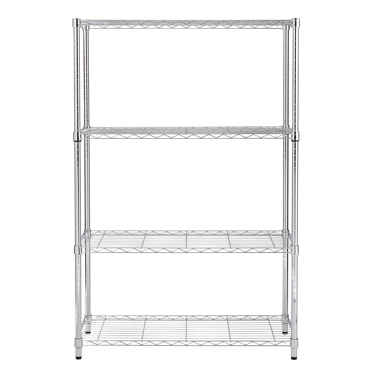 Honey Can Do 4-Tier Heavy-Duty Adjustable Shelving Unit With 250-Lb Weight Capacity, Chrome, Basement/Garage