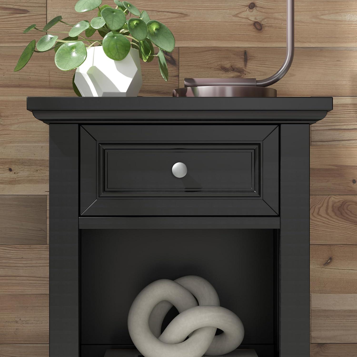 Stately Bedford Black Nightstand with 1 Drawer - Sleek Design