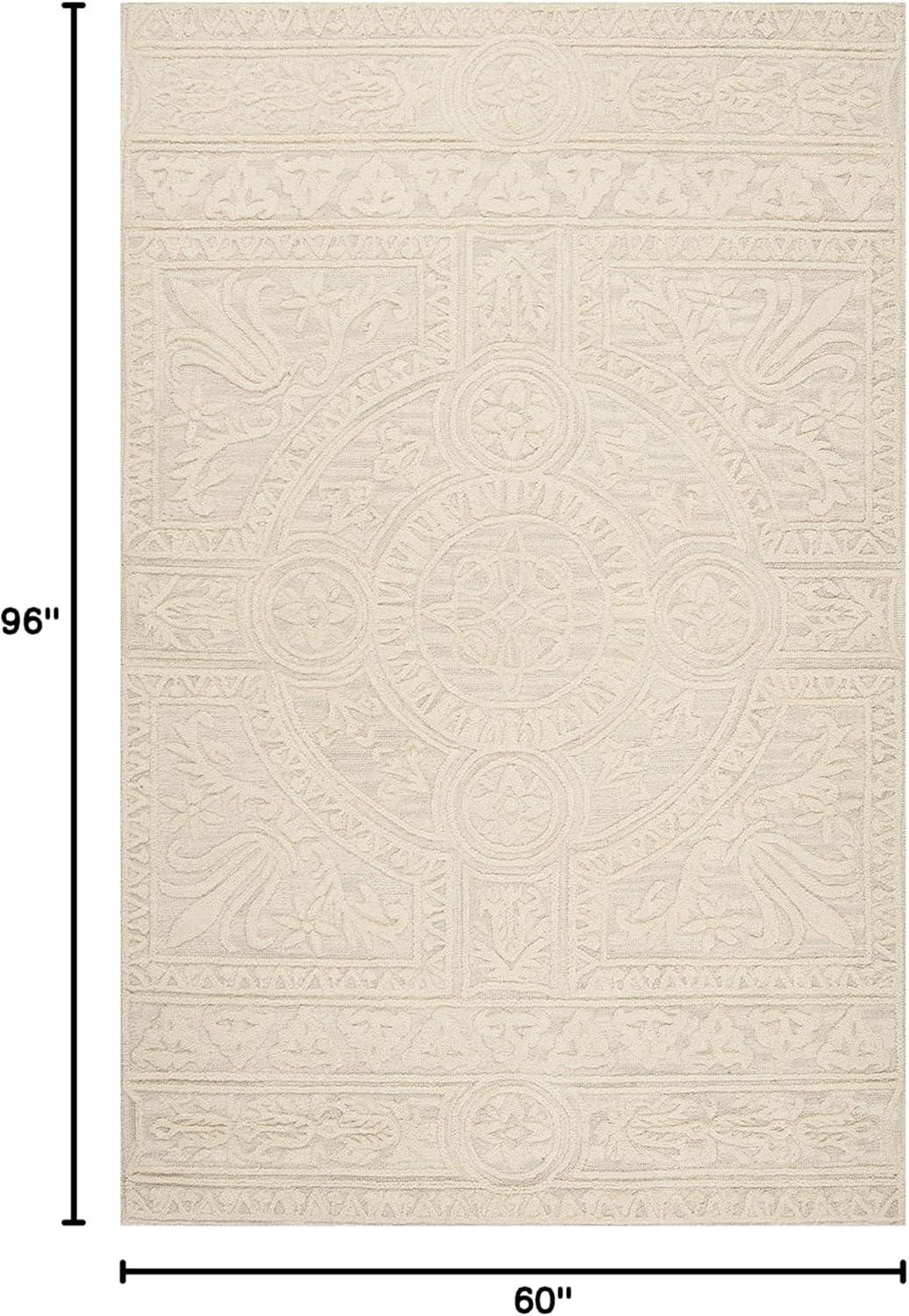 Blossom BLM109 Hand Tufted Indoor Area Rug - Light Grey/Ivory - 5'x8' - Safavieh