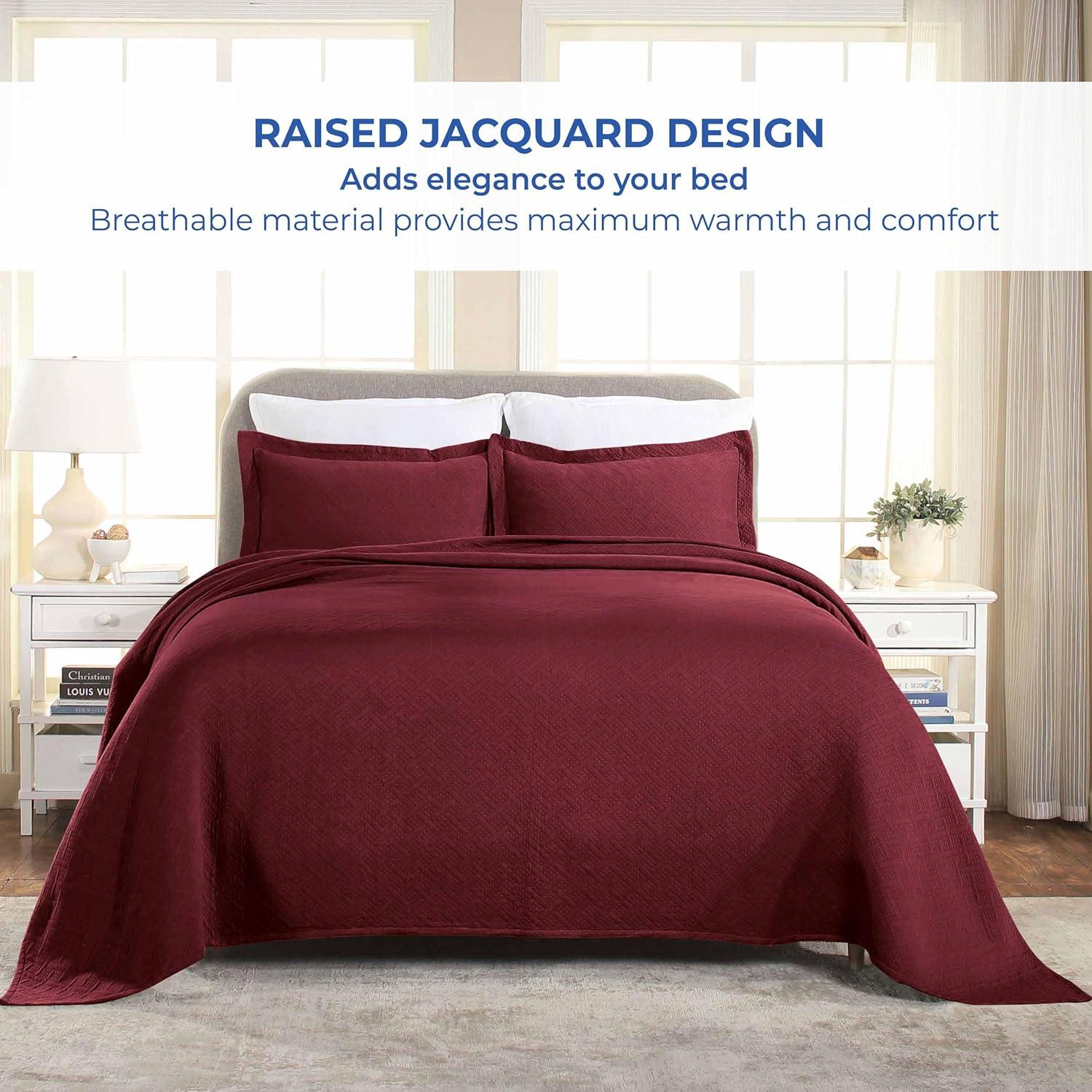 Garnet Queen Cotton Basket Weave Duvet Set with Shams