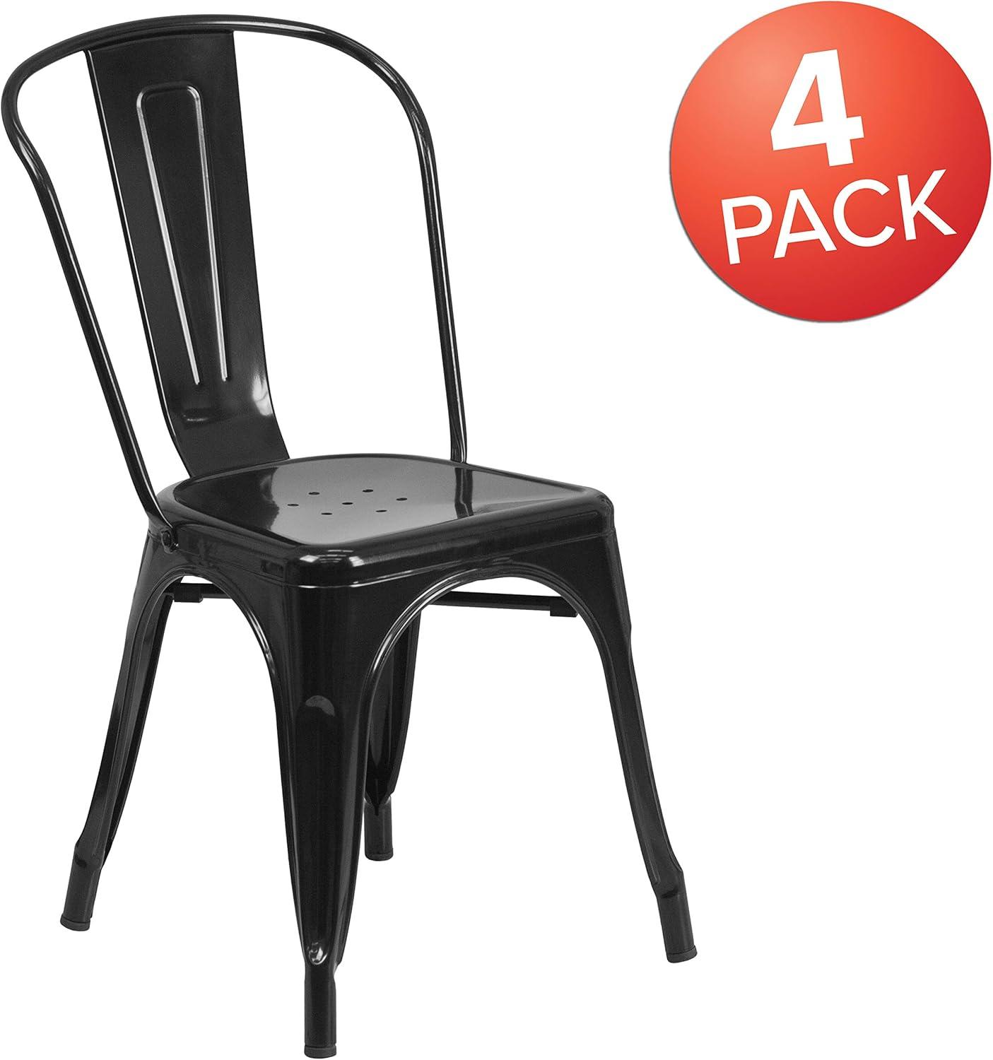 Hucheson Metal Indoor-Outdoor Stackable Chair - Restaurant Chair - Bistro Chair