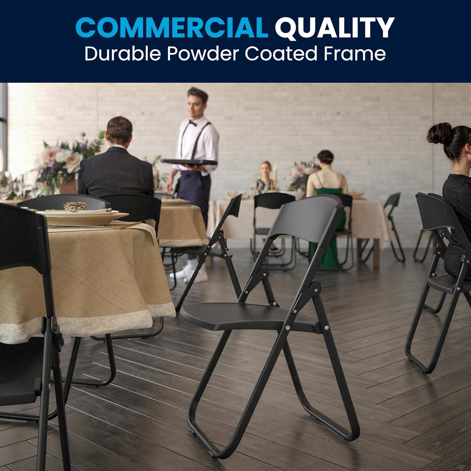 Flash Furniture 2 Pack HERCULES Series 500 lb. Capacity Heavy Duty Black Plastic Folding Chair with Built-in Ganging Brackets