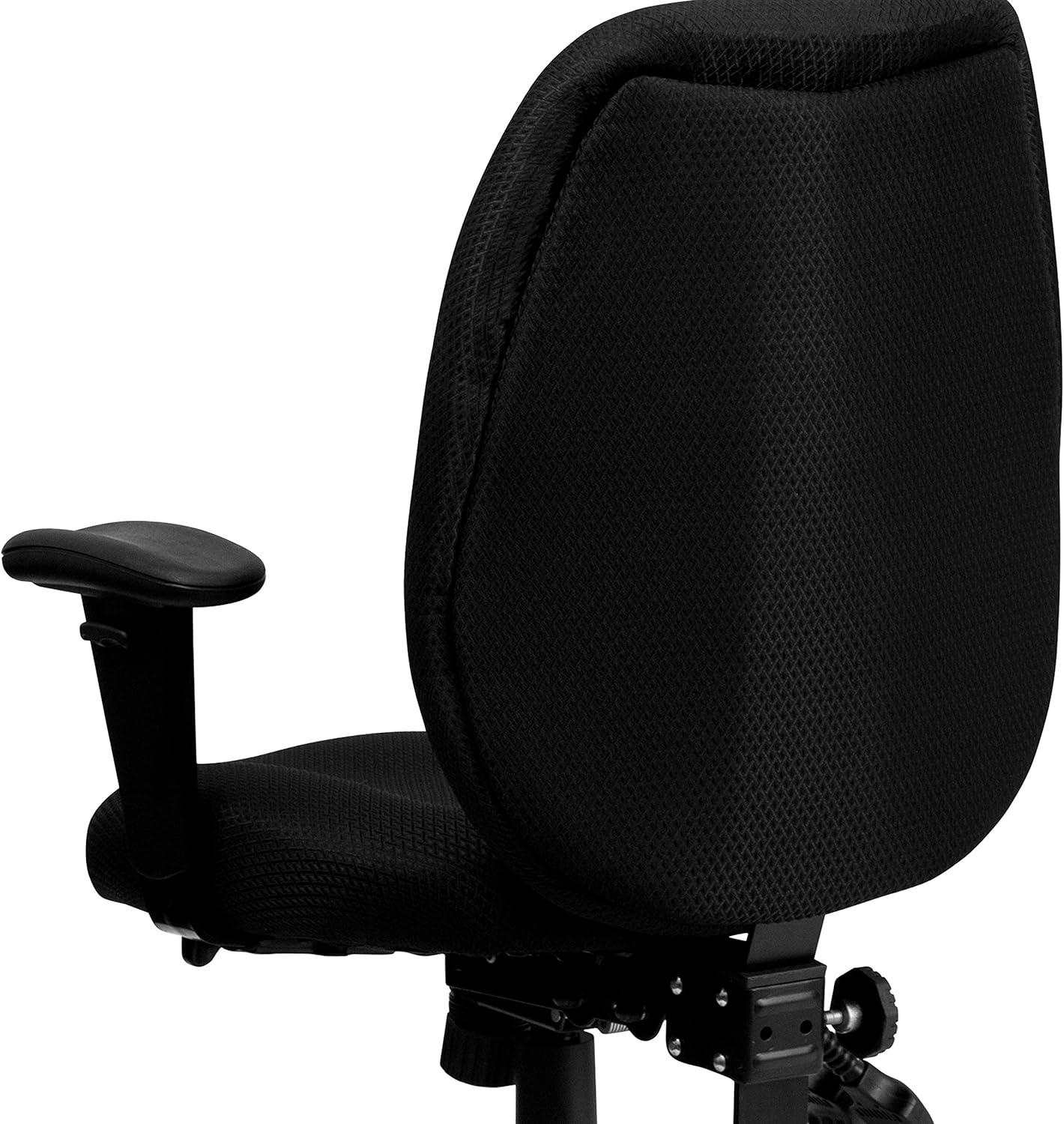 Flash Furniture Rochelle High Back Black Fabric Multifunction Ergonomic Executive Swivel Office Chair with Adjustable Arms