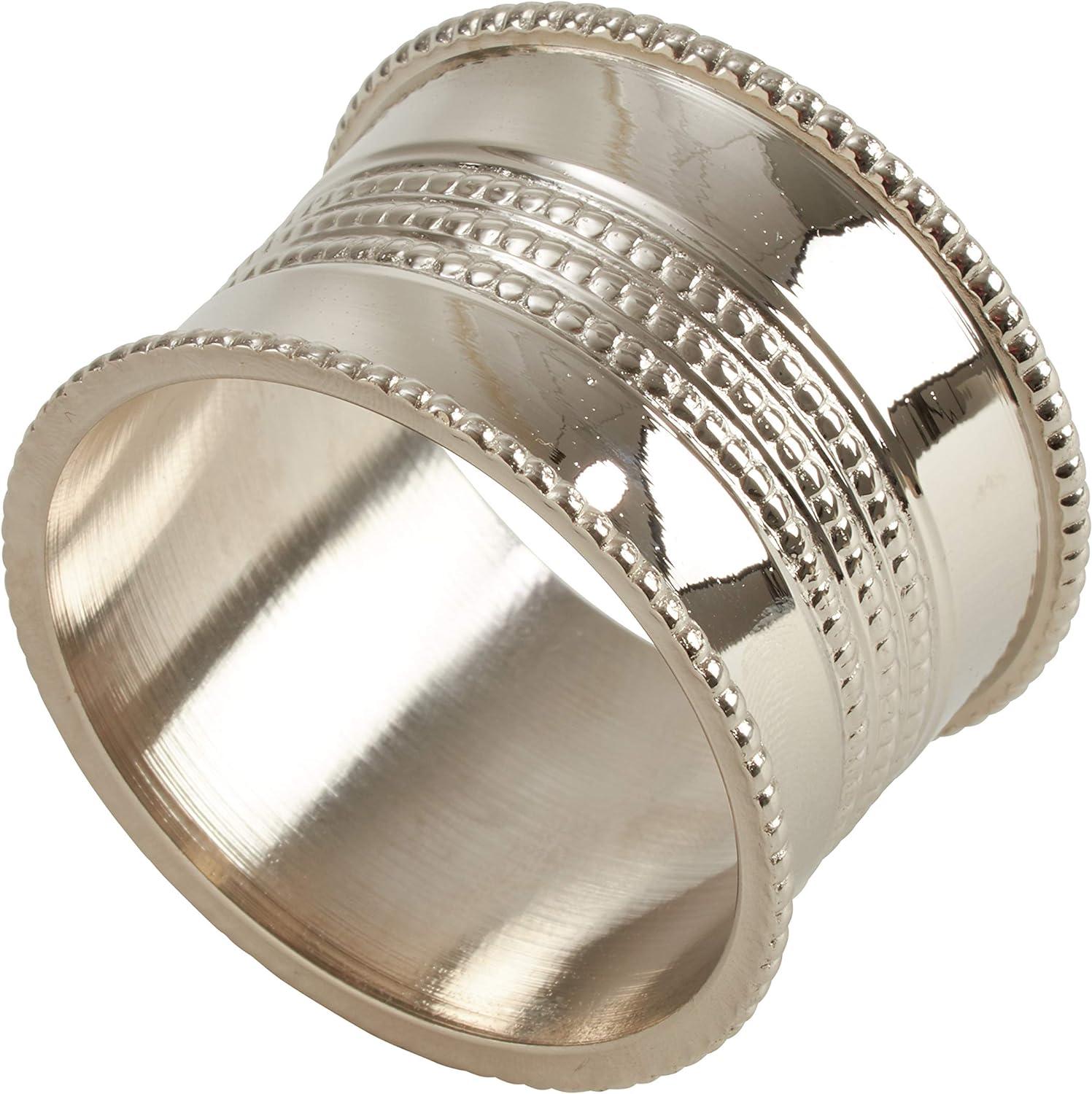 Silver Dotted Design Napkin Rings Set of 4