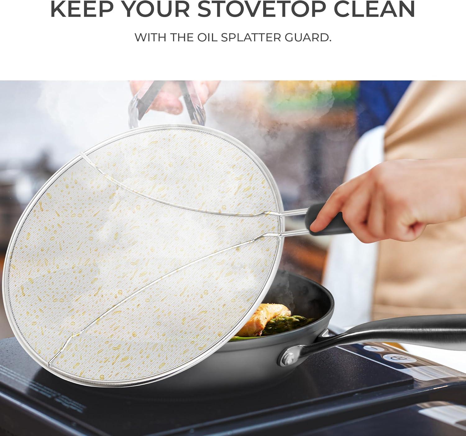 10-Inch Non-Stick Stainless Steel Frying Pan with Lid and Spatula