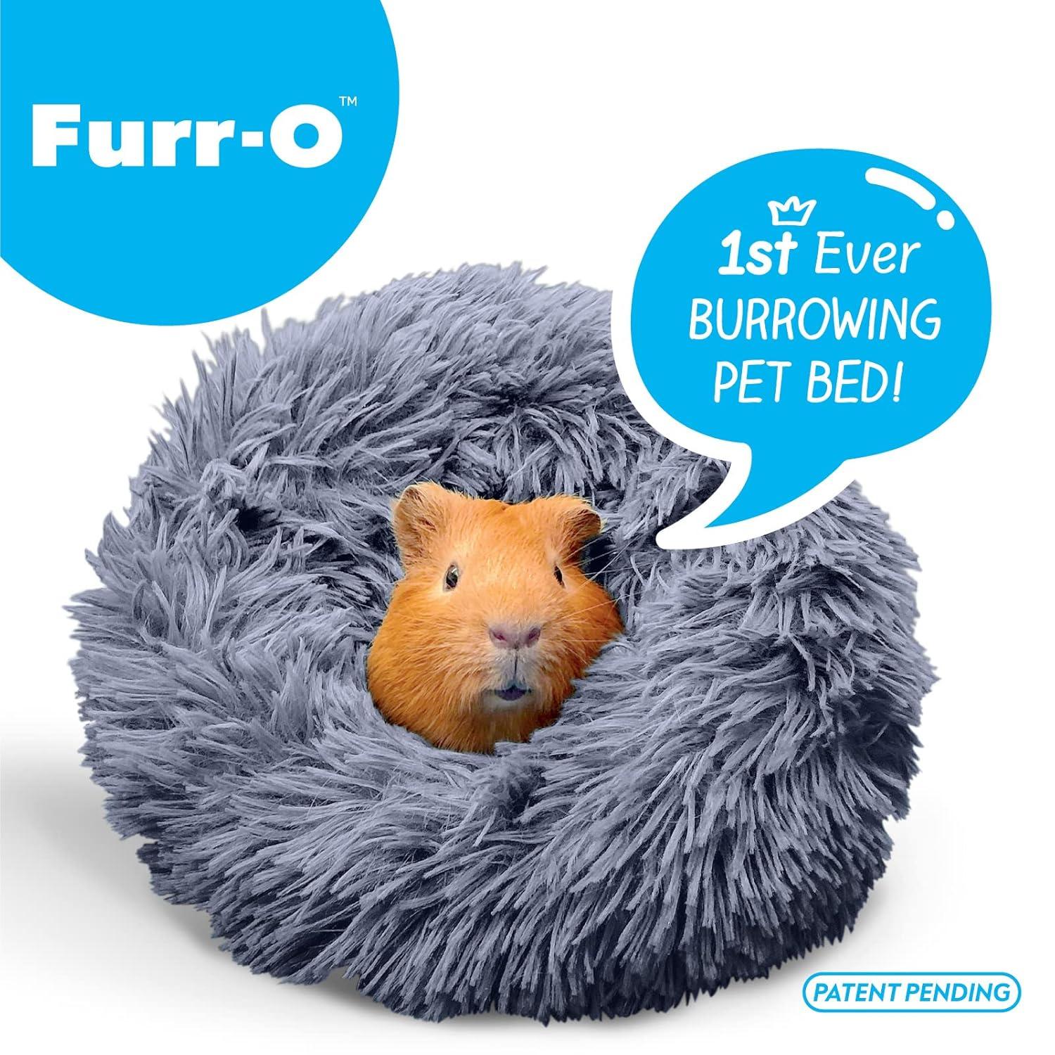 Paw Inspired® Furr-O™ Guinea Pig Bed Hideout Hideaway Burrowing Pet Bed and House for Guinea Pigs, Hamsters, and Other Small Animals (Dark Gray)