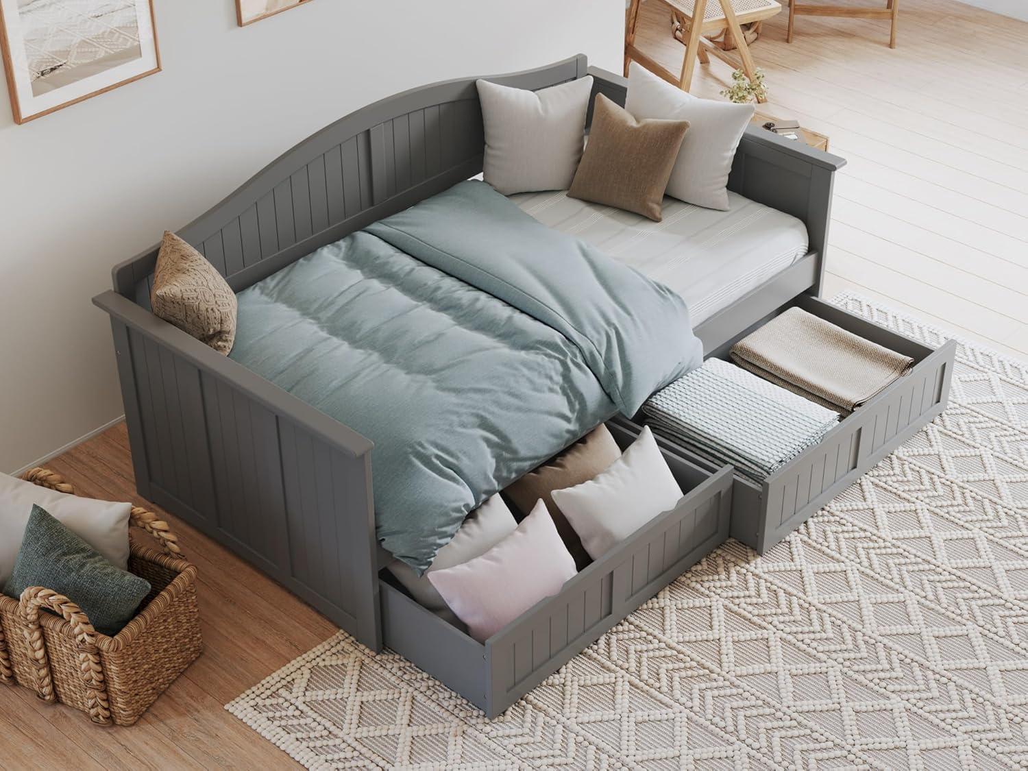 Nantucket Gray Twin Wood Daybed with Storage Drawers