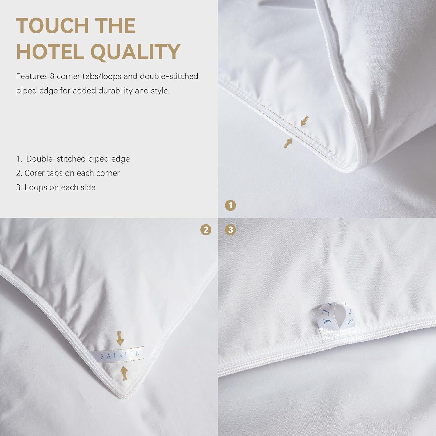 White Goose Feathers Down Fiber Comforter Queen Size, Premium All Season Duvet Insert, 750 Fill 1200TC Power Hotel Style Bedding Comforter, 42 Oz Lightweight and Medium Warmth (90x90,White)