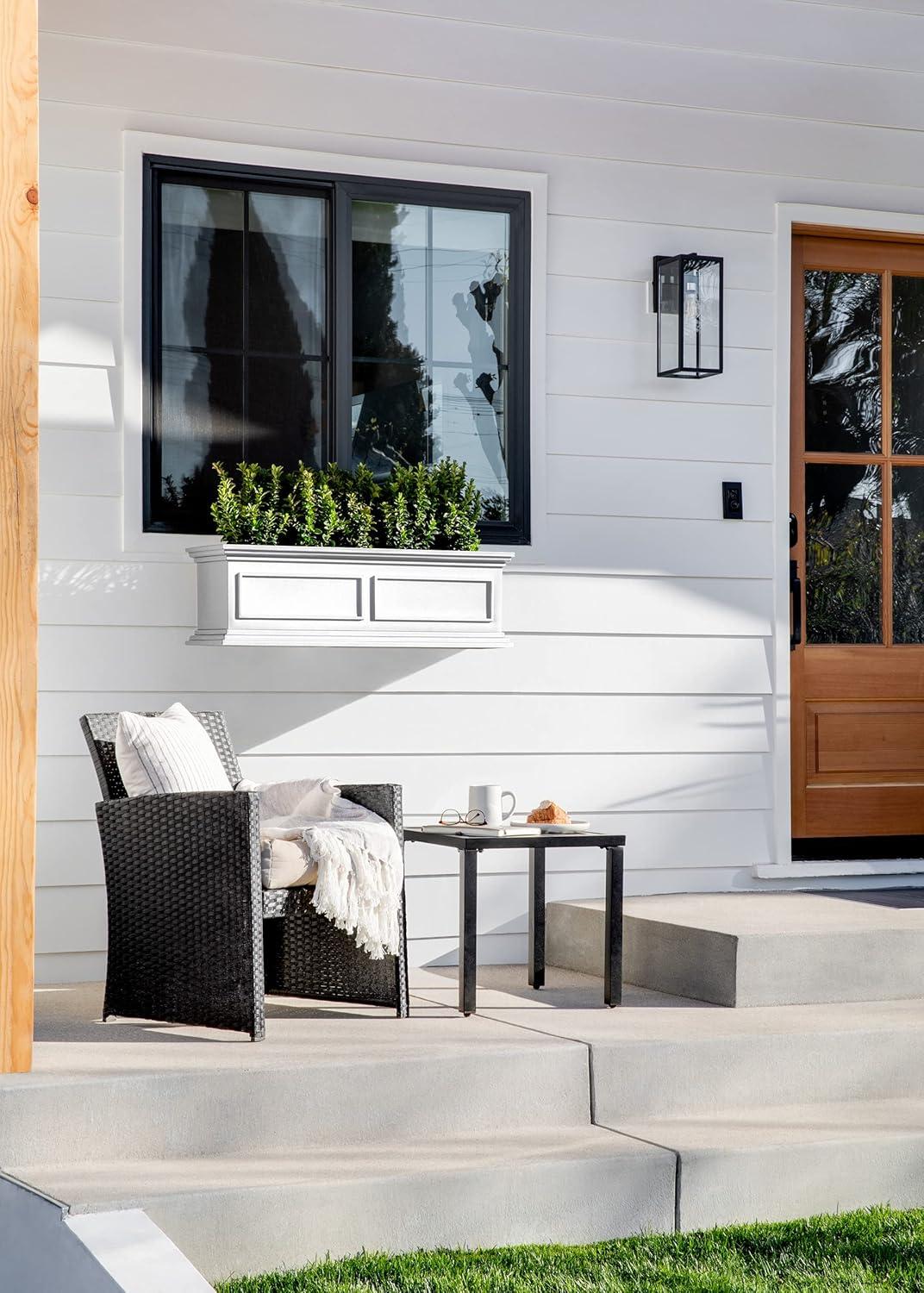 Veradek Brixton Railing Window Box 36" Plastic Planter - White