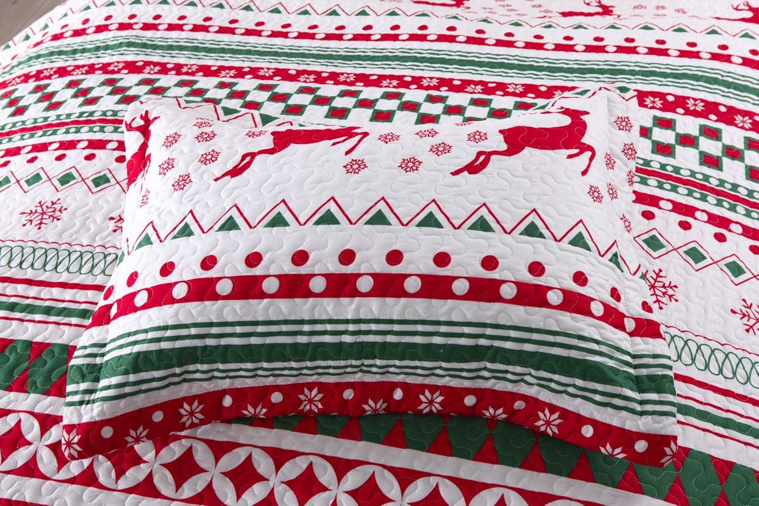 Twin Red and White Microfiber Reversible Kids Quilt Set