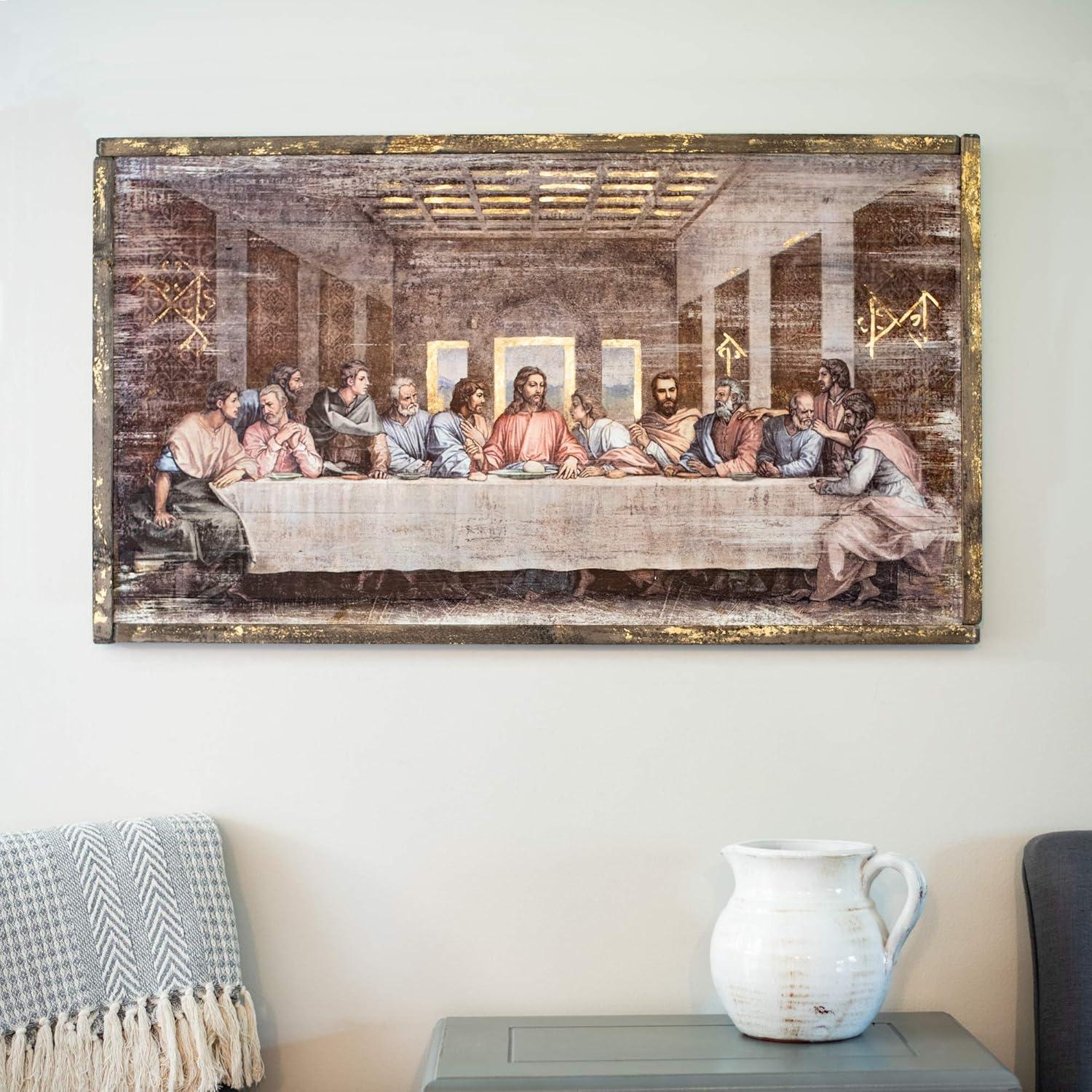 21"H Framed The Last Supper Religious Wall Art