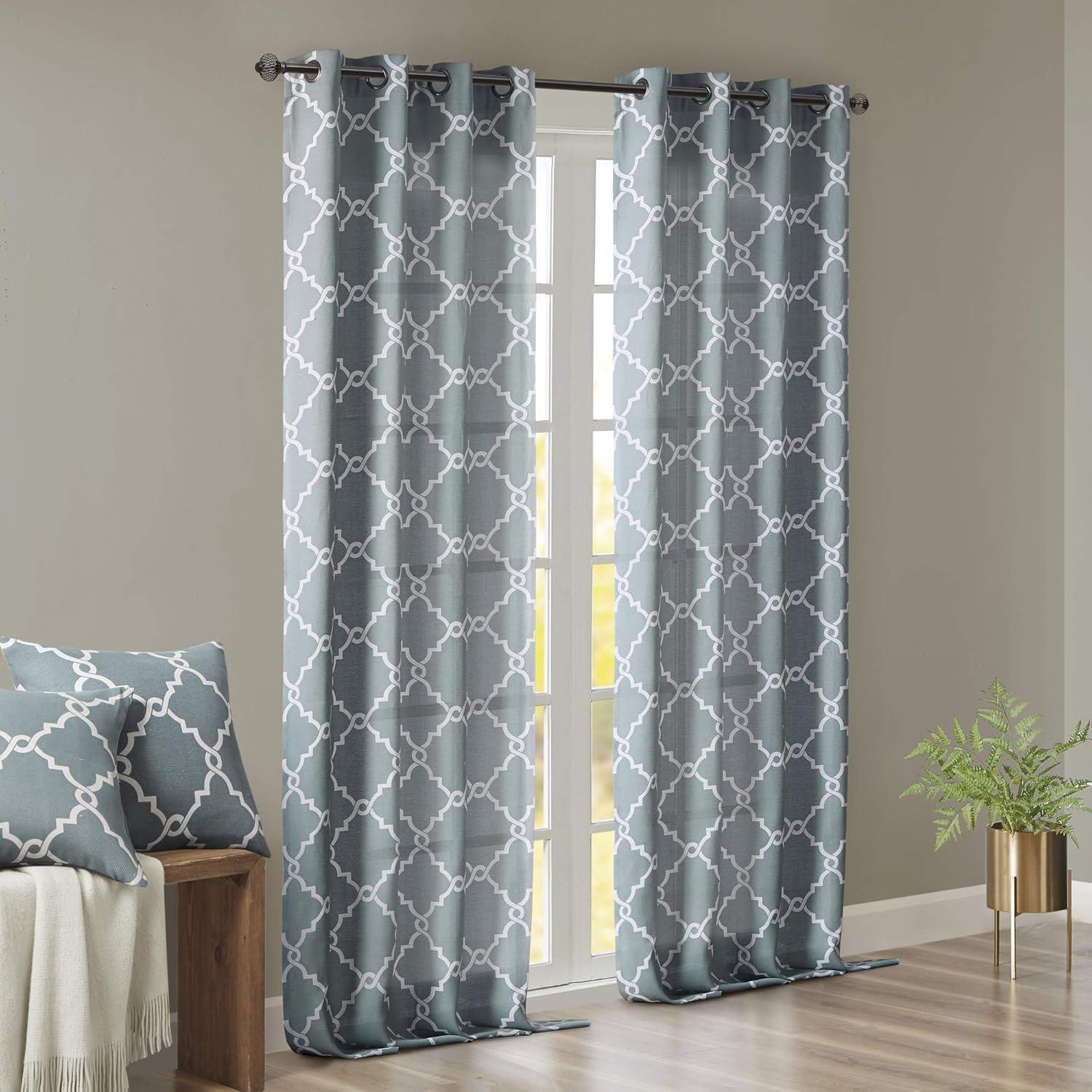 Madison Park Fretwork Print Grommet Top Window Curtain Panel