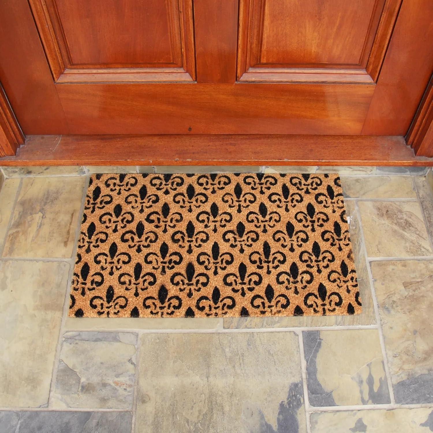 Rubber-Cal "Fleur de Lis Pattern" Doormat Kit - 18" x 30", 24" x 57" - 2 Door Mats