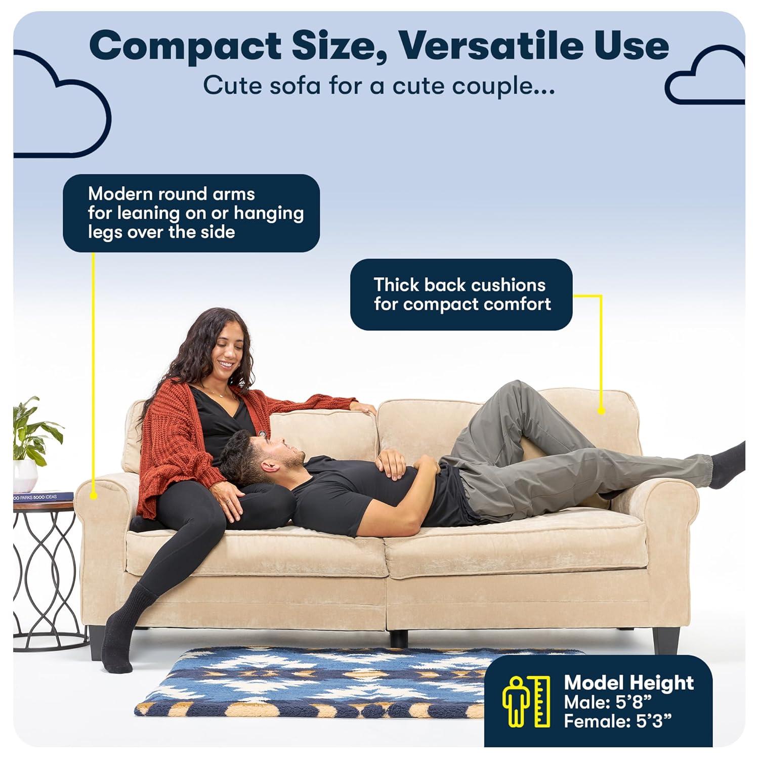 Serta Copenhagen 78" Rolled Arm Sofa, Easy Care Fabric, Soft Pillow Back, Pocket Coil Seat Cushions