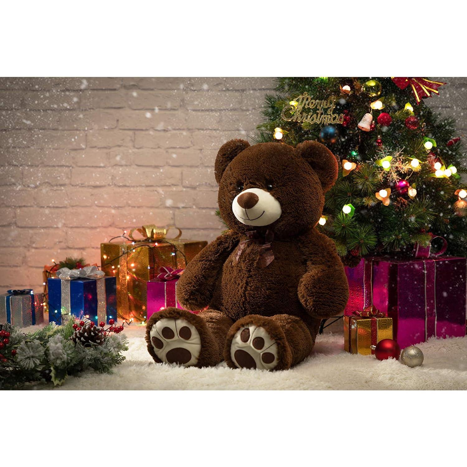 HollyHOME Teddy Bear Stuffed Animal Plush Giant Teddy Bears with Footprints Big Bear 36 inch Chocolate