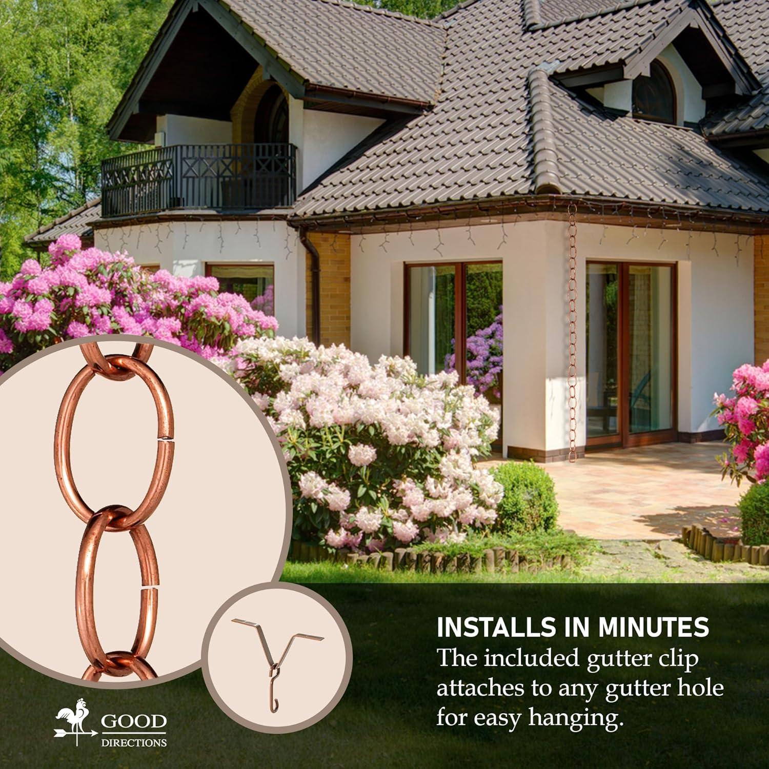 Pure Copper 8.5-Foot Decorative Rain Chain