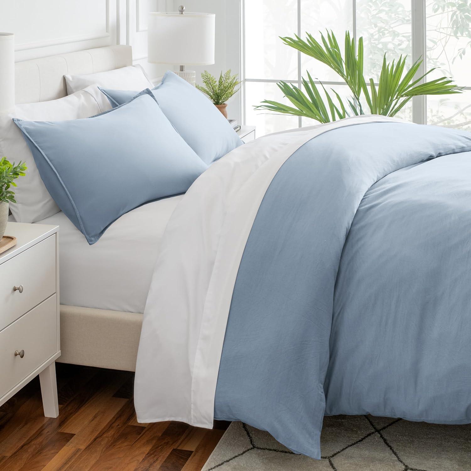 Washed Dusty Blue King/Cal King Duvet Cover and Sham Set by Bare Home