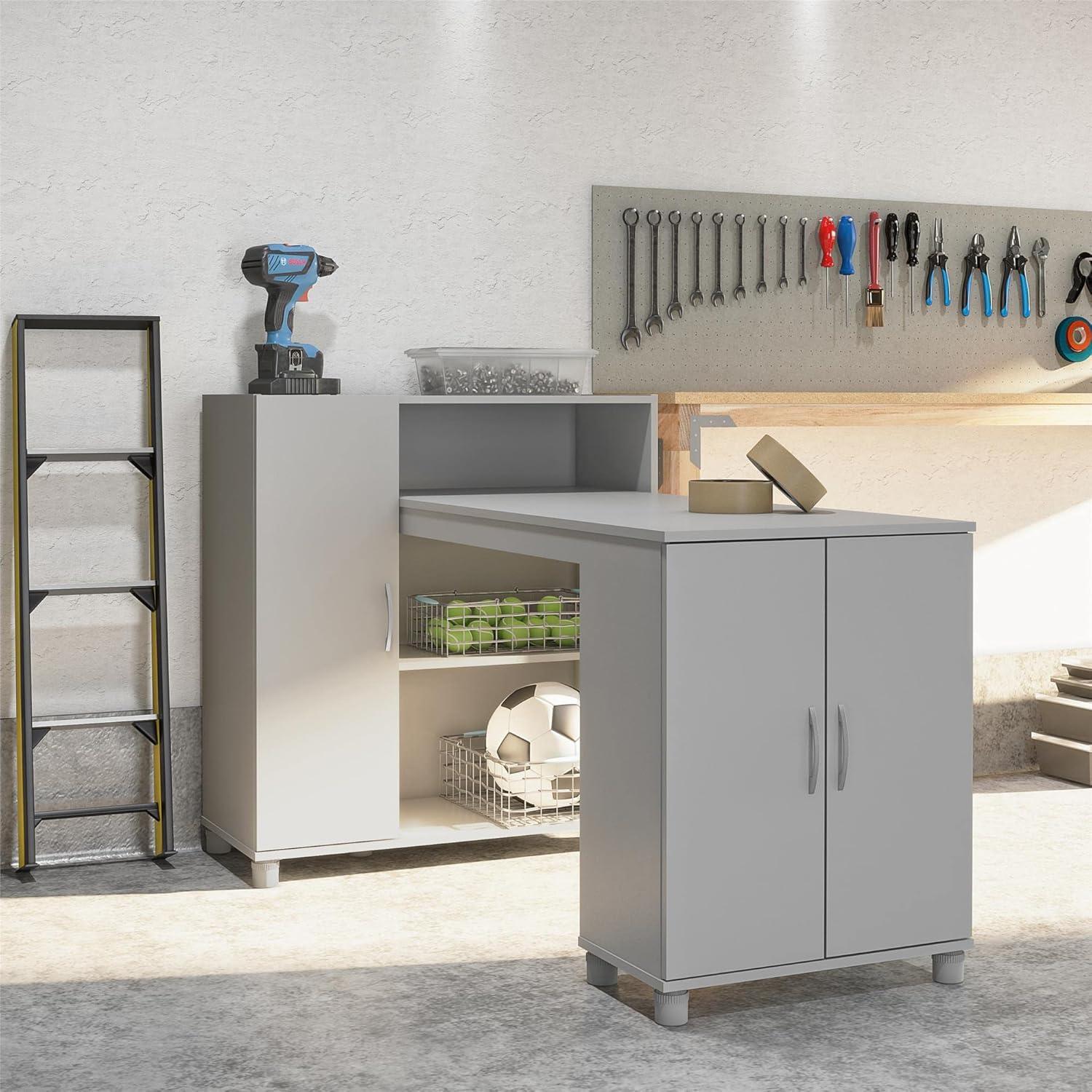 RealRooms Basin Hobby and Craft Desk with Storage, Black