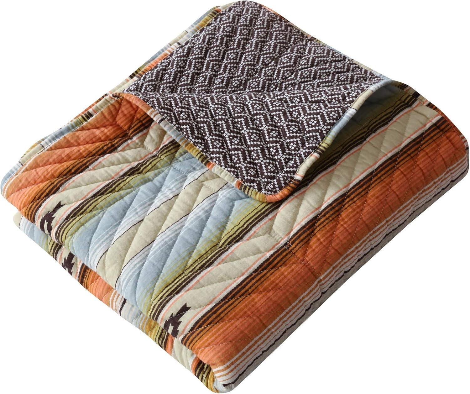 Barefoot Bungalow Painted Desert Reversible Southwestern Throw Blanket, Clay