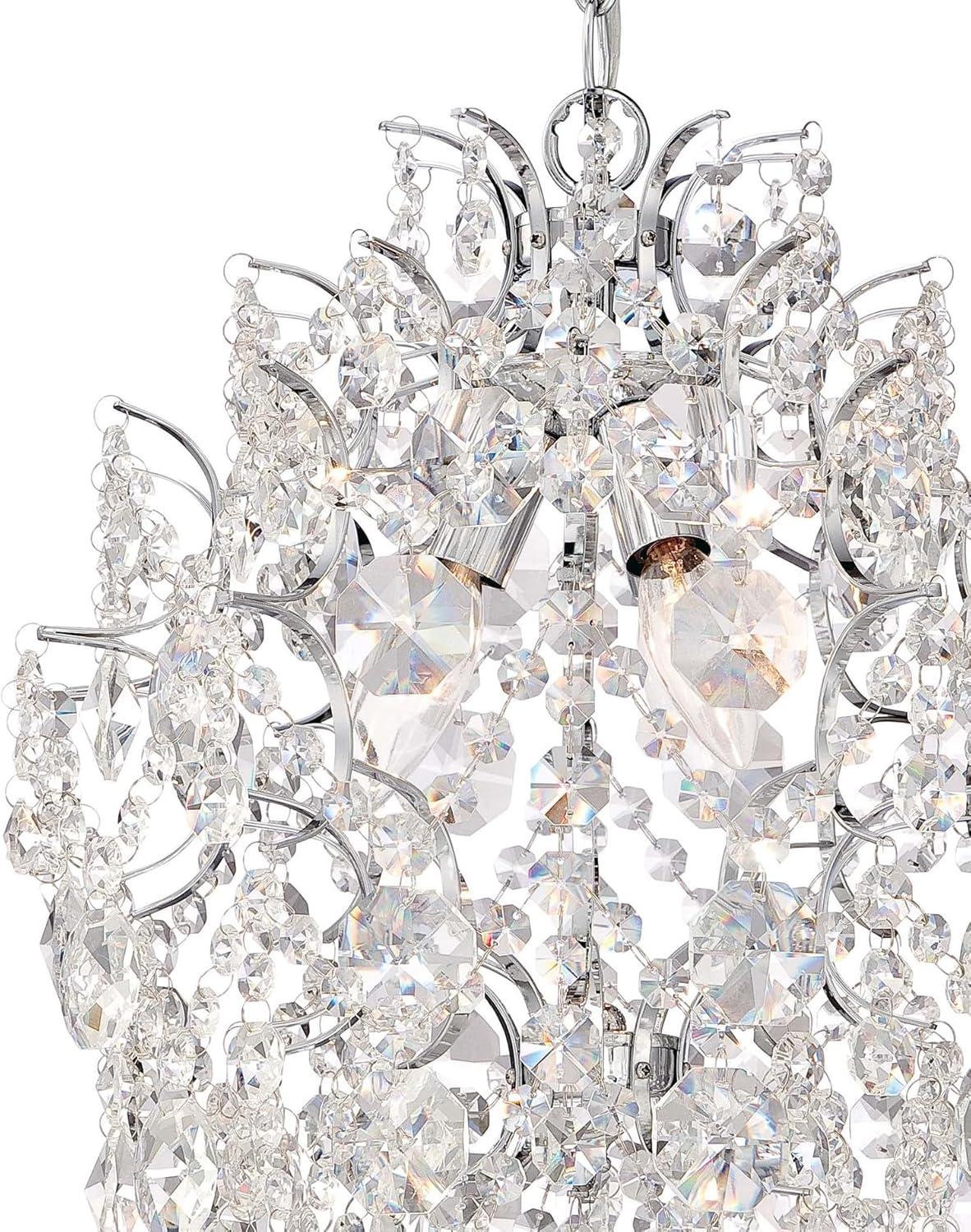 Elegant Chrome Mini Chandelier with Crystal Accents, 3-Light